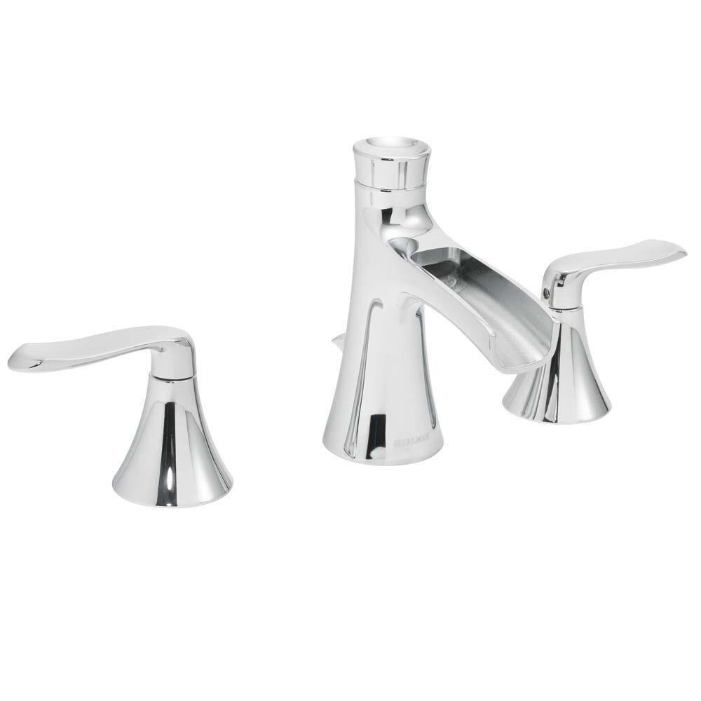 Polished Chrome Widespread Waterfall Bathroom Faucet with Lever Handles