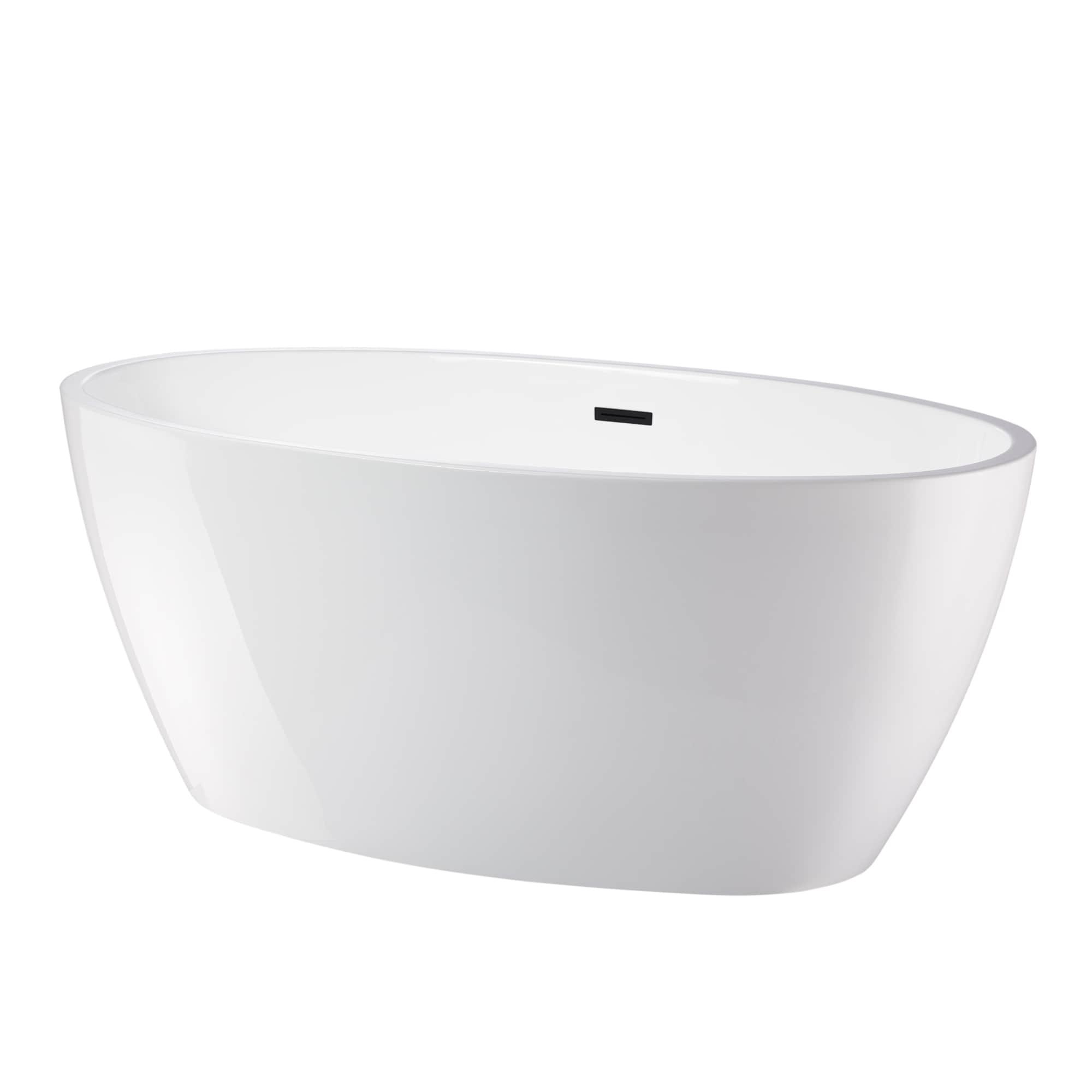 Vanity Art 59" X 32" White Acrylic Freestanding Bathtub