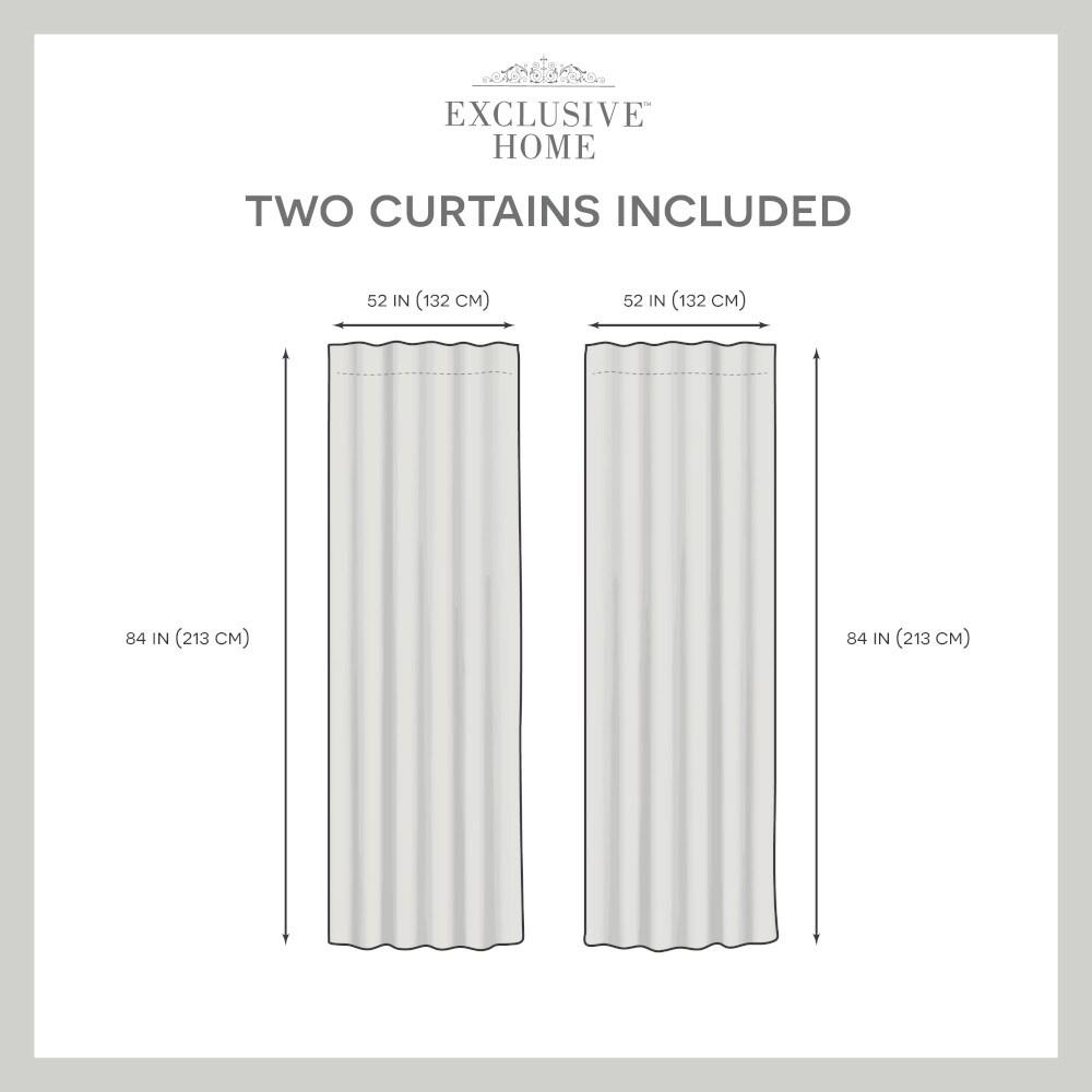 Set of 2 (84"x54") Velvet Back Tab Light Filtering Window Curtain Panels Teal - Exclusive Home: Polyester, Plain Weave