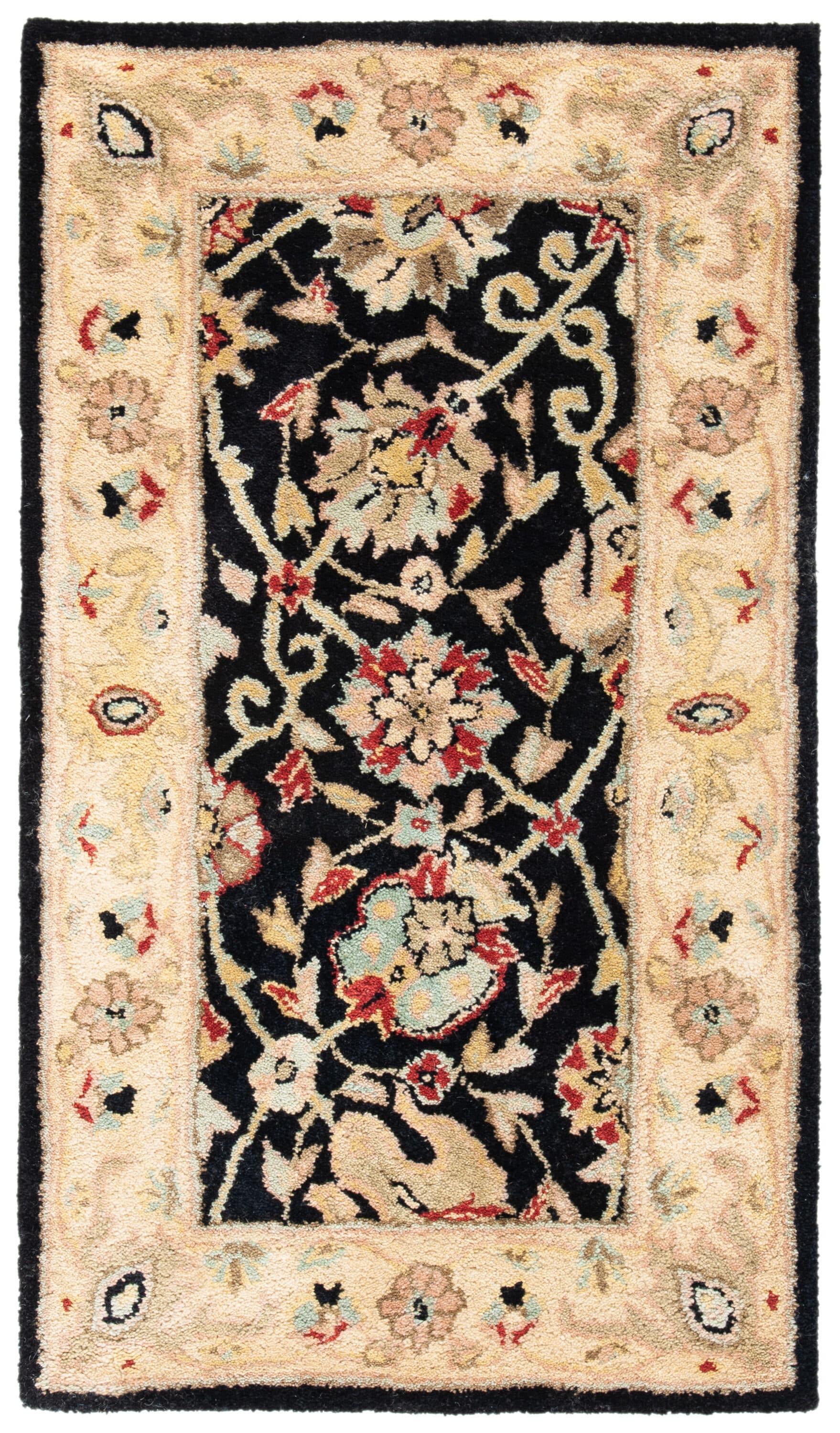 SAFAVIEH Antiquity Lilibeth Traditional Floral Wool Area Rug, Black, 2'3" x 4'