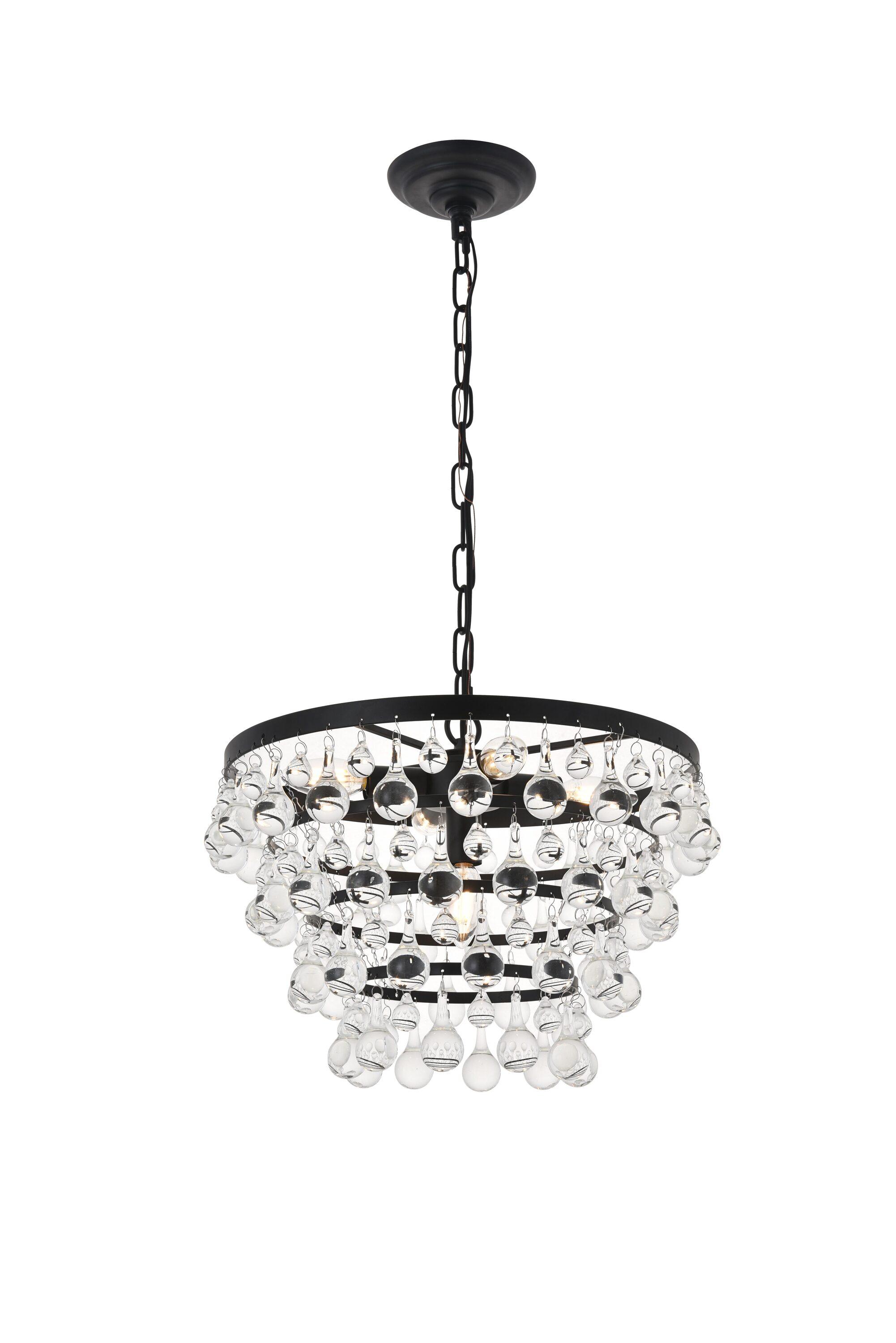 Elegant Lighting Kora 5 light Black Pendant
