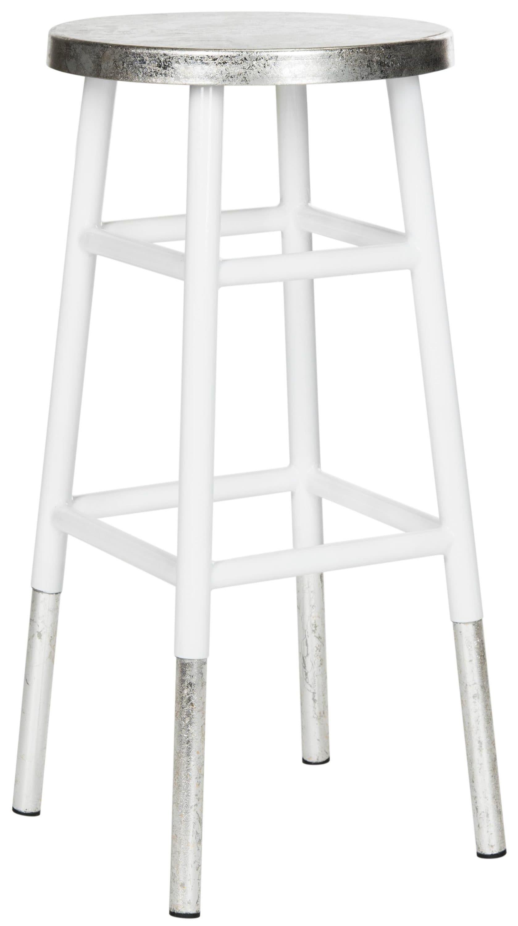 Kenzie 30''H Silver Dipped Bar Stool - FOX3212 - White - Safavieh Couture
