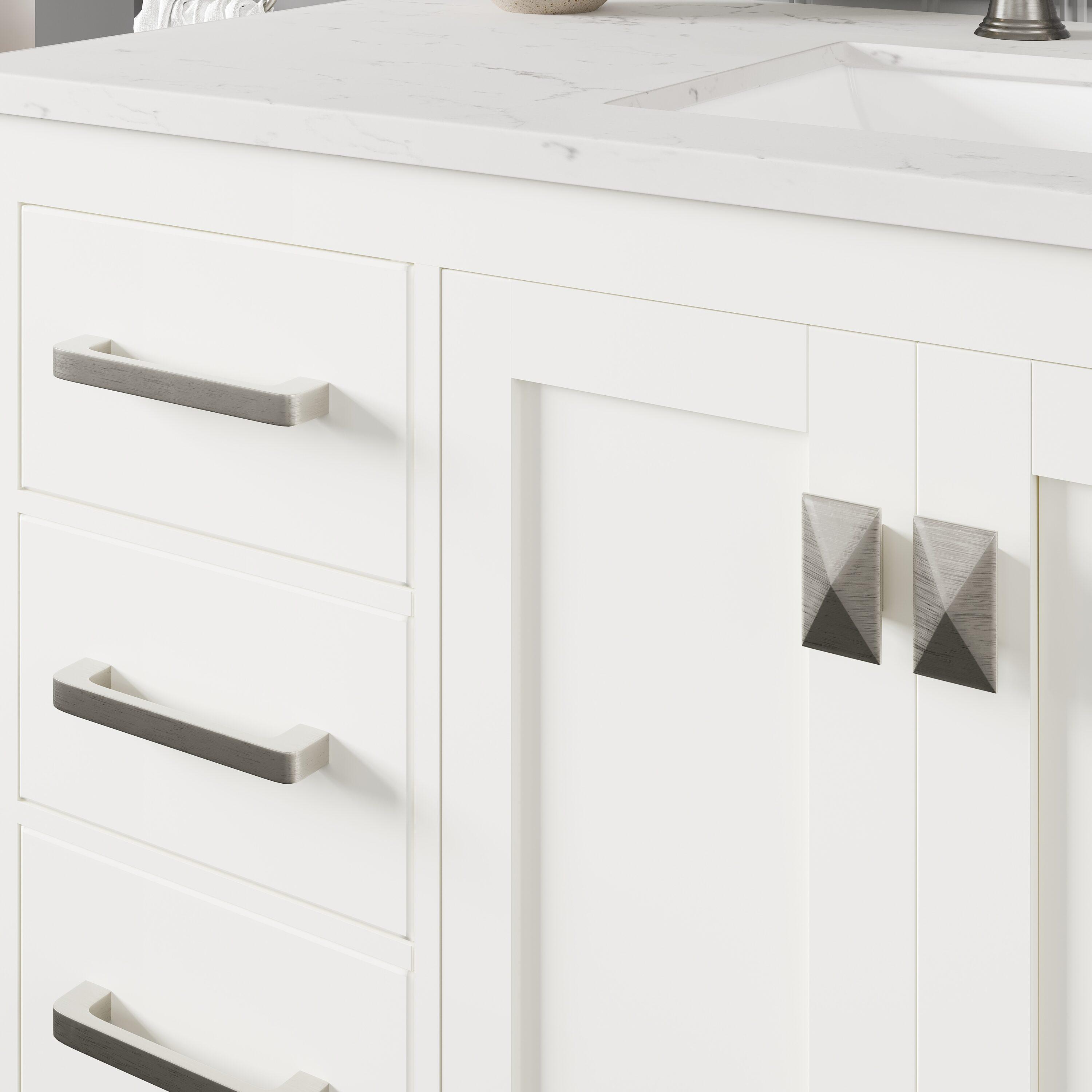 Eviva Aberdeen 42" W x 22" D x 34" H White Bathroom Vanity with White Carrara Countertop