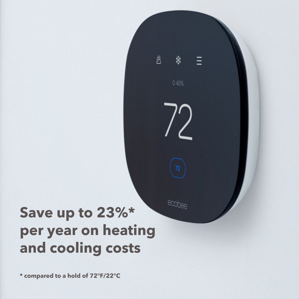 ecobee 3 Lite Smart Thermostat: Energy Star Certified, 3-Year Warranty, 4" x 4" x 0.8", Plastic, 1.23 lbs