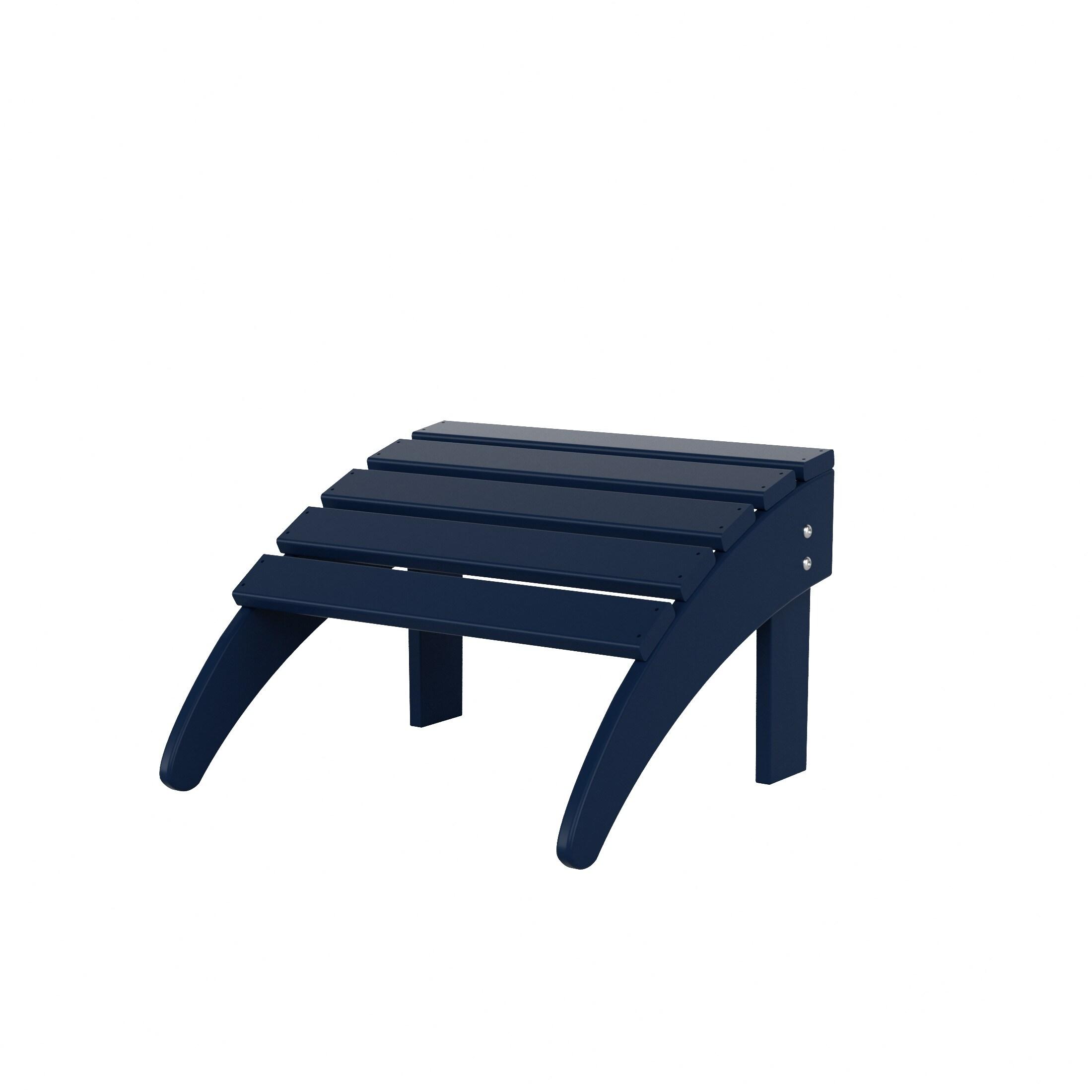 Polytrends  Laguna Hdpe All Weather Outdoor Patio Foldable Ottoman Navy Blue