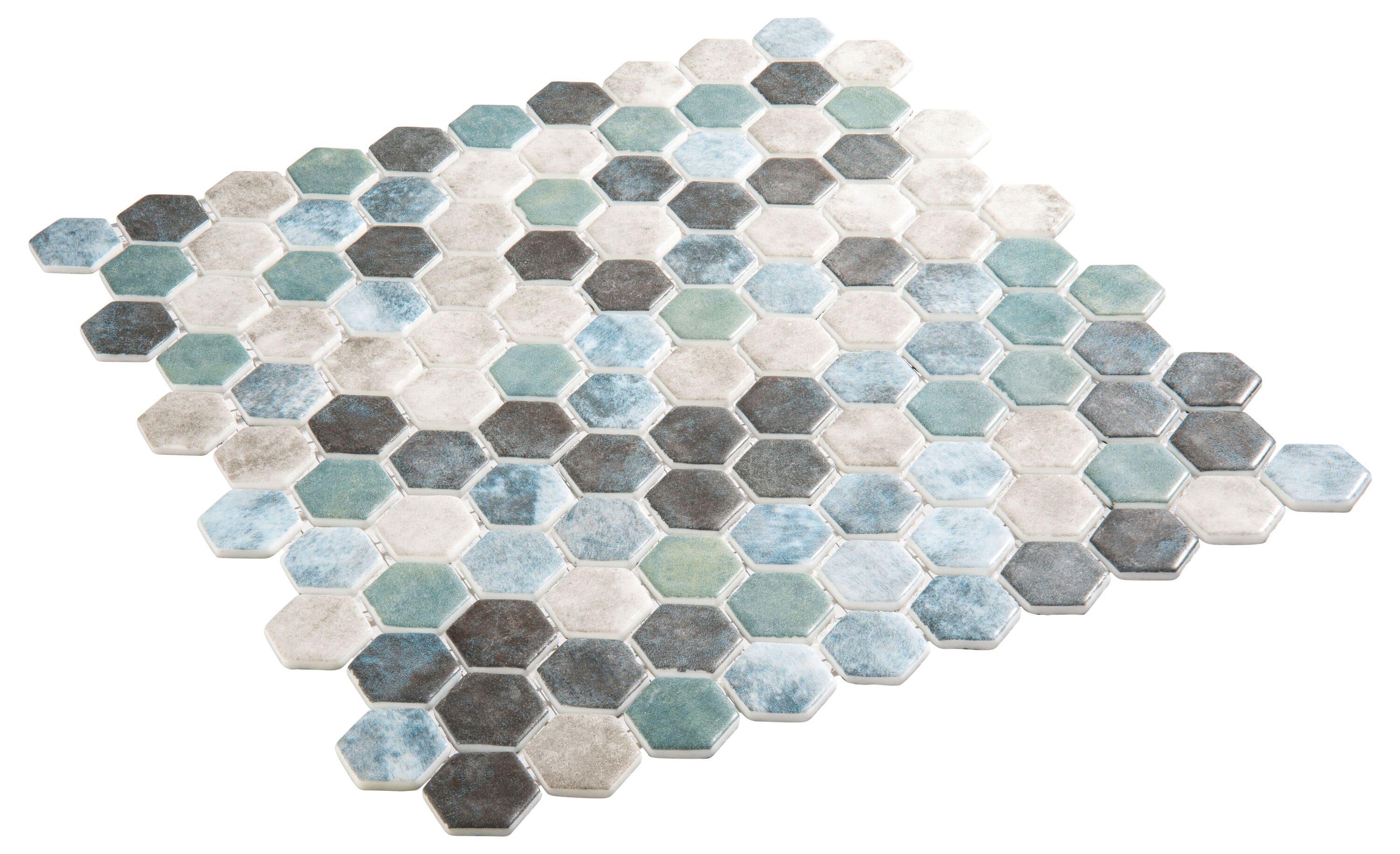 Trillions Hexagon Honeycomb Glass Mosaic Kitchen Backsplash, Bathroom, Shower, Pool, Wall and Floor Tile
