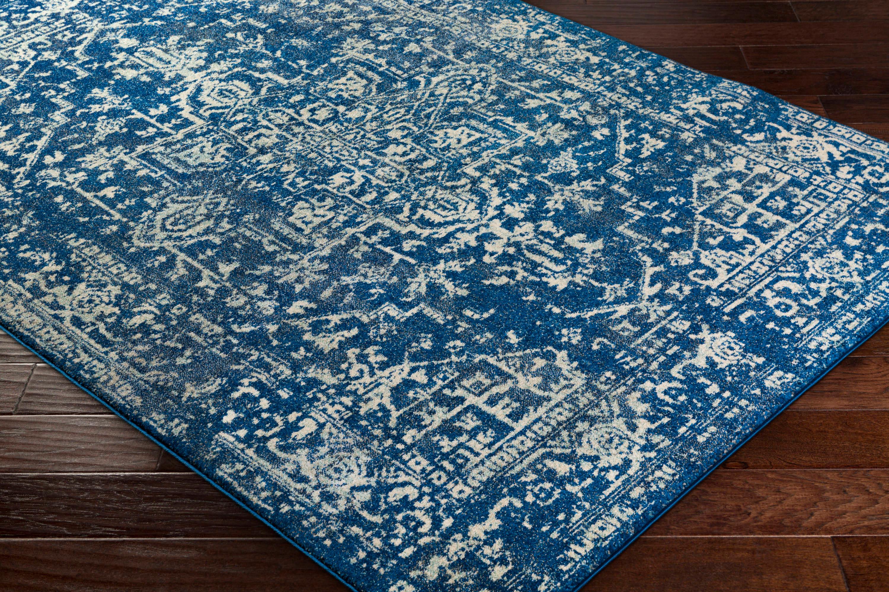 Livabliss 7'10"x10'3" Worsham Traditional Rug Dark Blue: Stain & Fade-Resistant, Medium Pile, Indoor Use