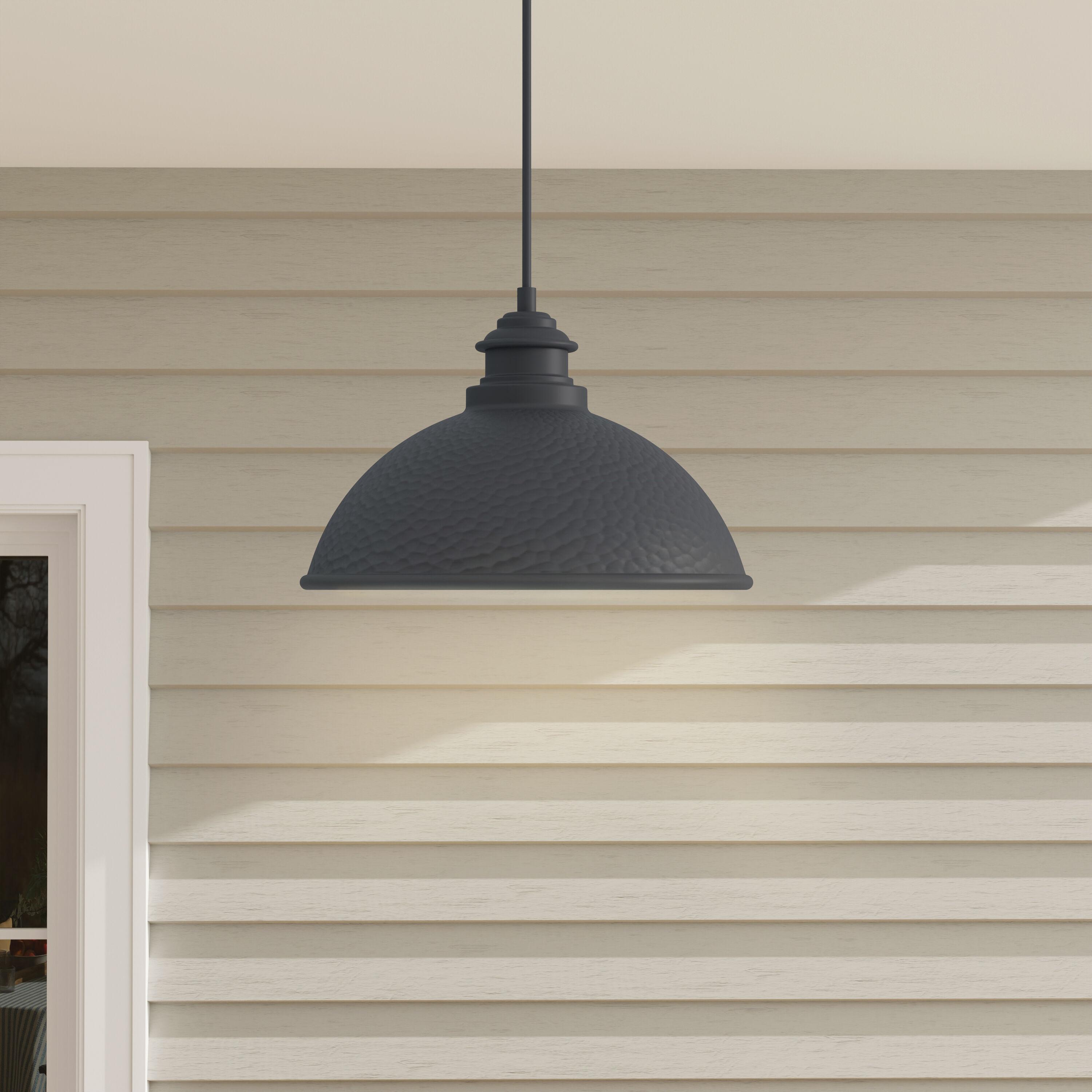 Progress Lighting Englewood 1-Light Hanging Lantern Pendant, Antique Bronze, Metallic Copper Coated Shade, Damp Rated