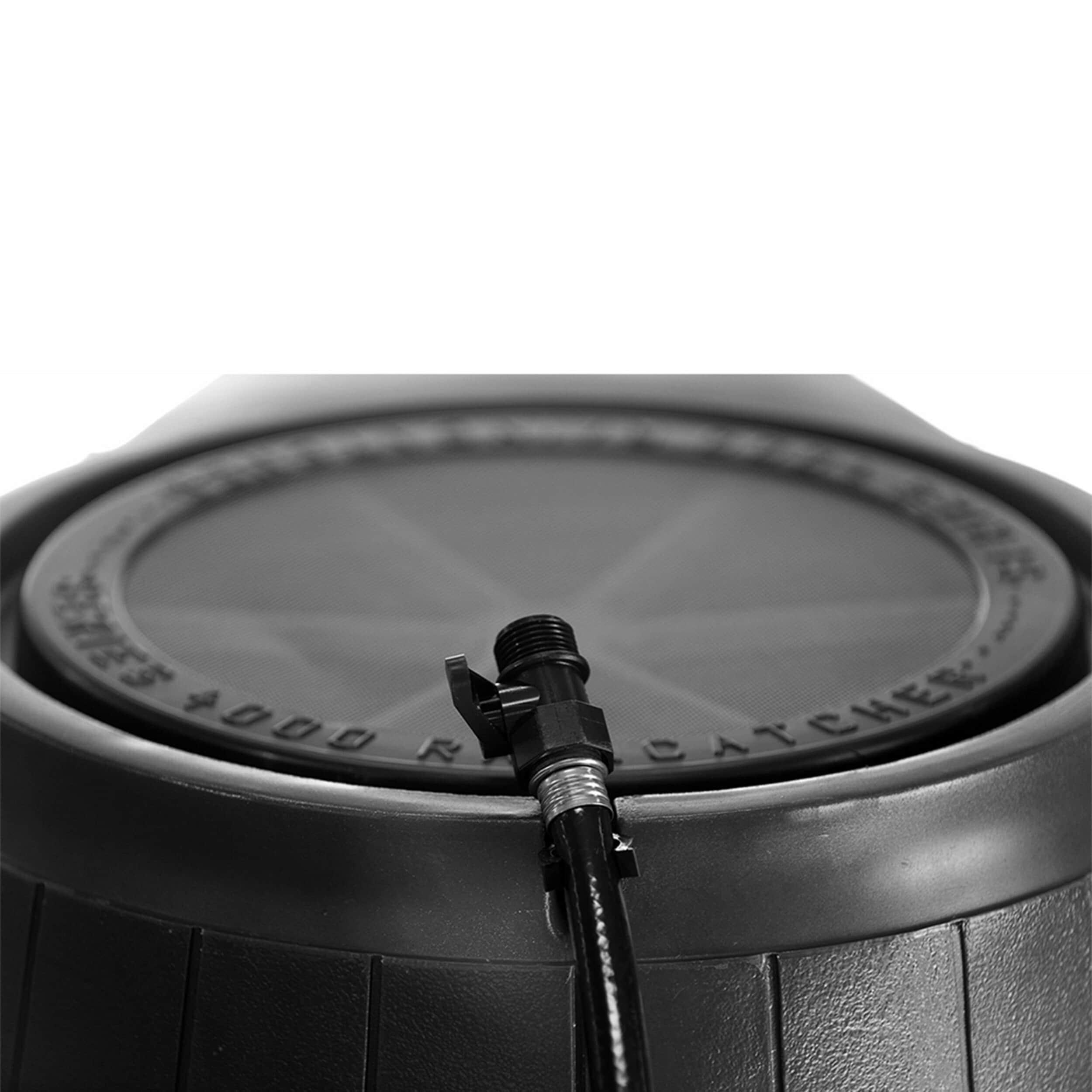 FCMP Outdoor RC4000-BLK 50 Gallon Flat Back Outdoor Home Rain Catcher Water Storage Collection Barrel for Watering Outdoor Plants and Gardens, Black