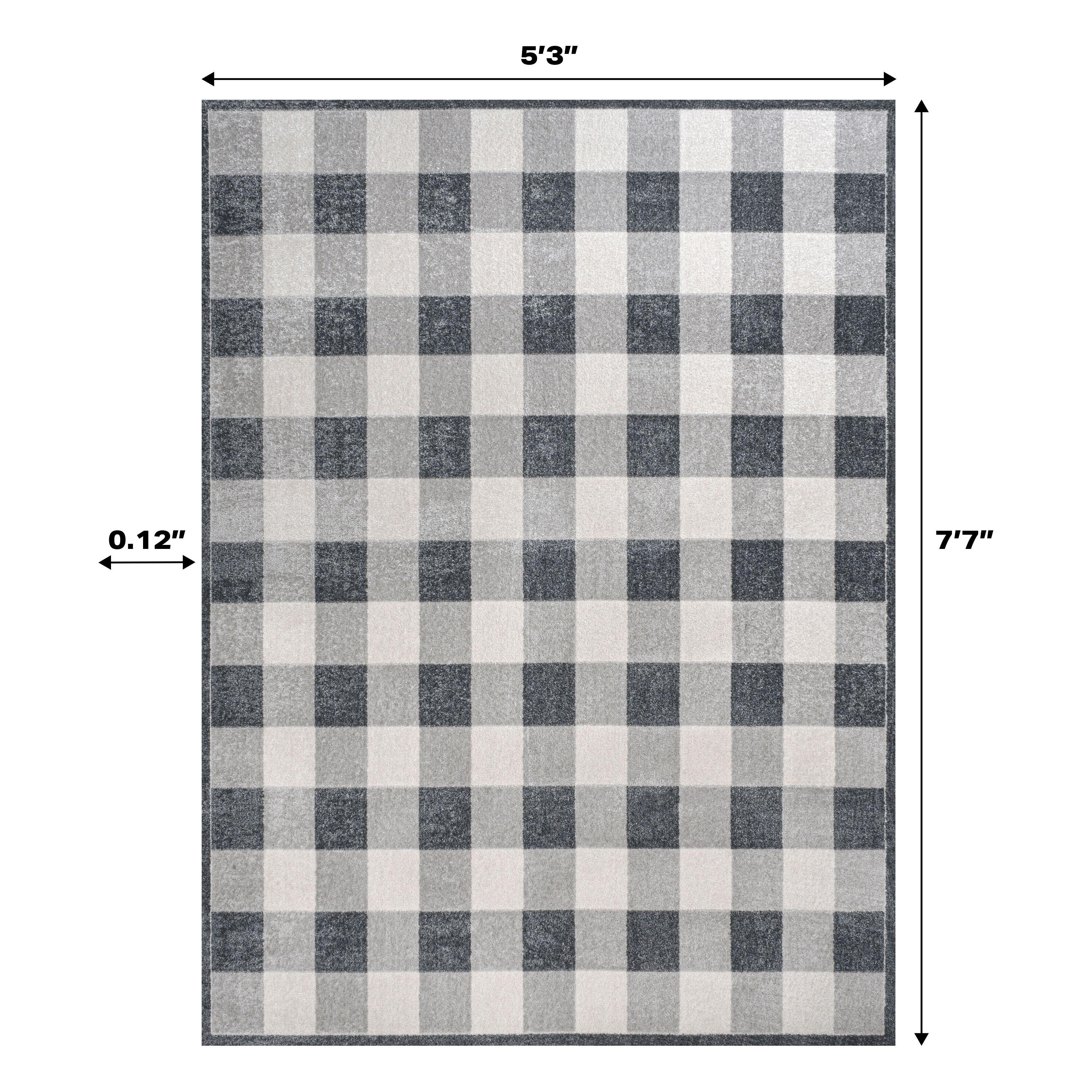 JONATHAN Y Gingham Gradient Plaid Cottage Machine-Washable Light Gray/Dark Gray/Cream 3 ft. x 5 ft. Area Rug