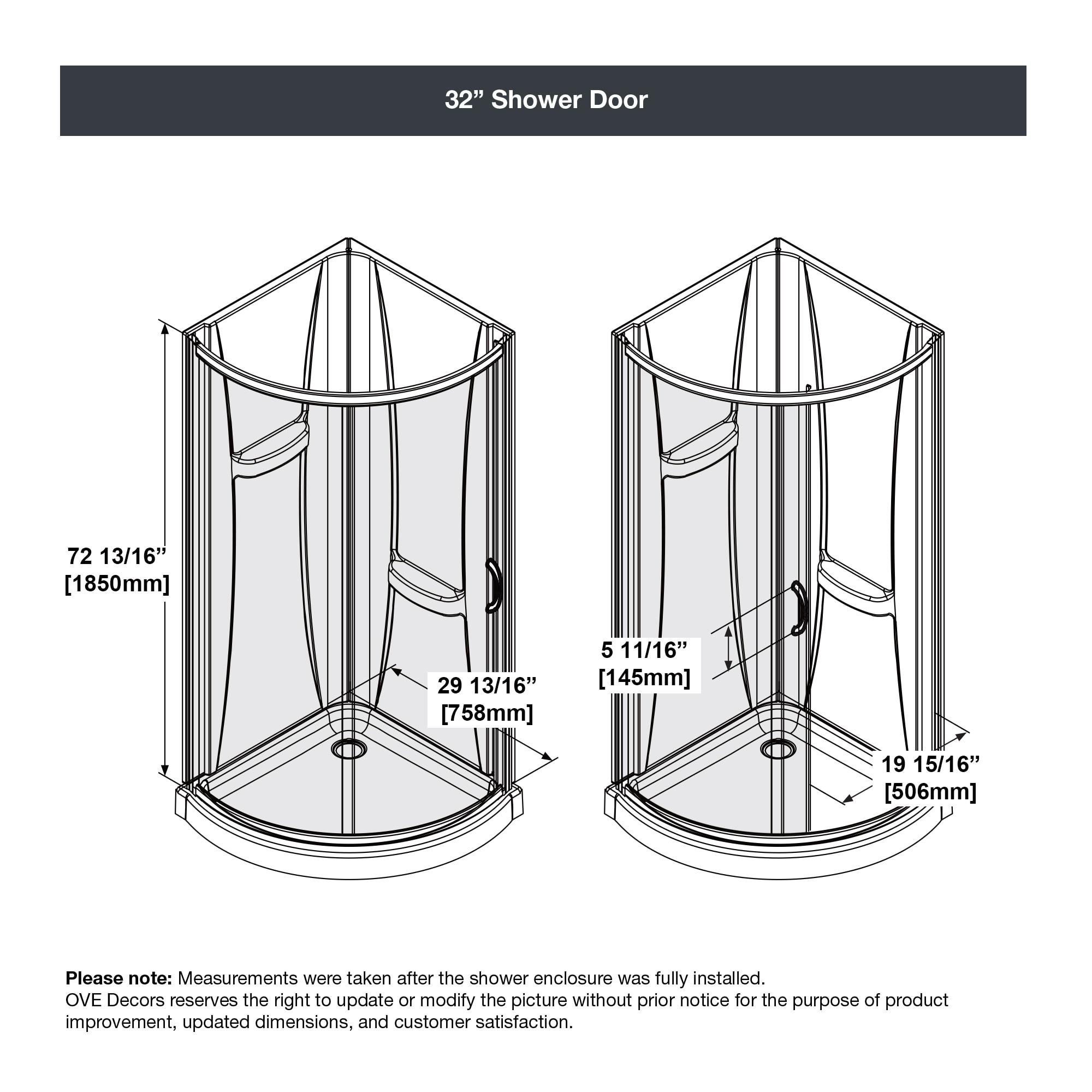 OVE Decors Breeze Framed Round Shower Kit w/ Frosted Glass, Base, Wall in Chrome Finish