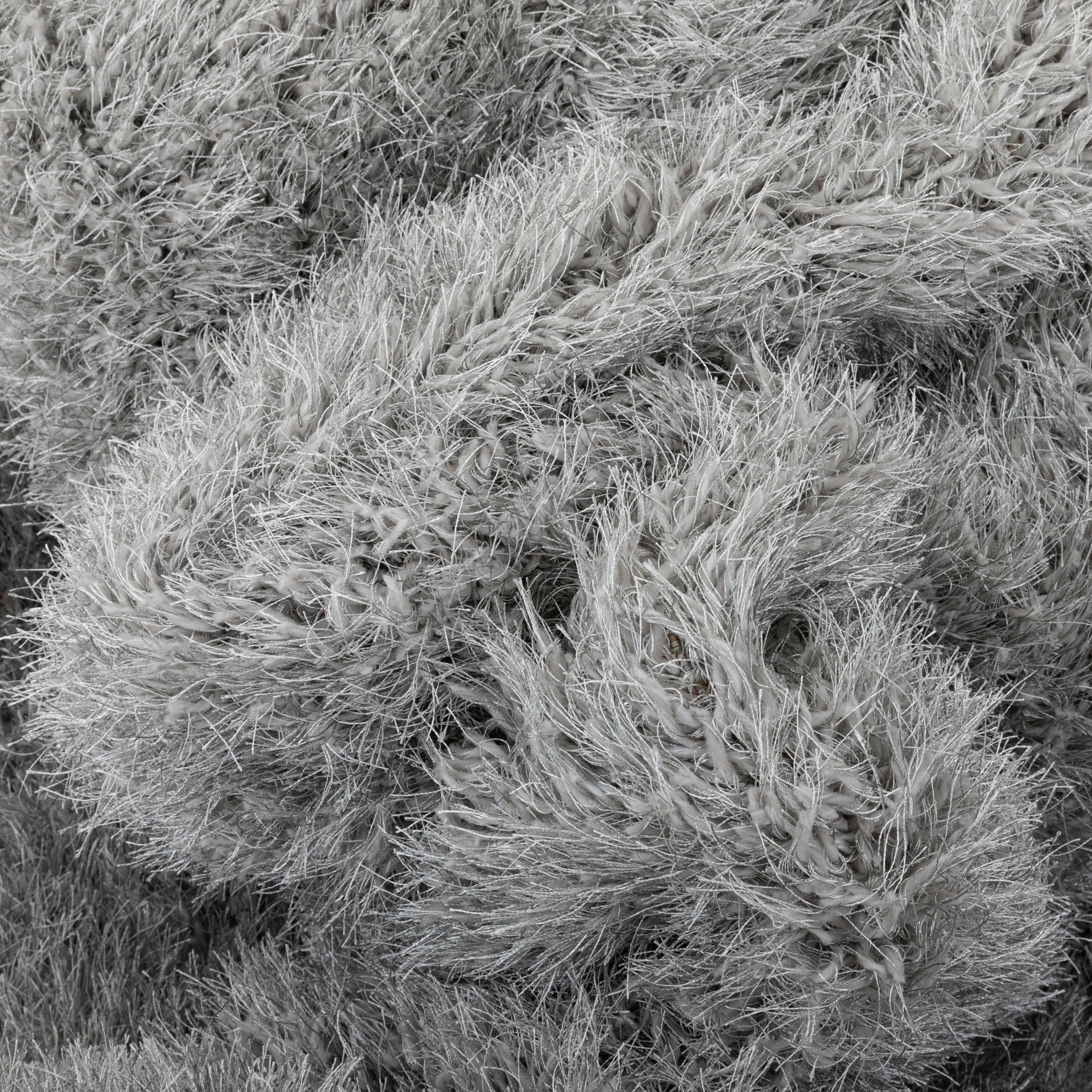Kuki Chie Glam Solid Ultra-Soft Gray Shag Rug