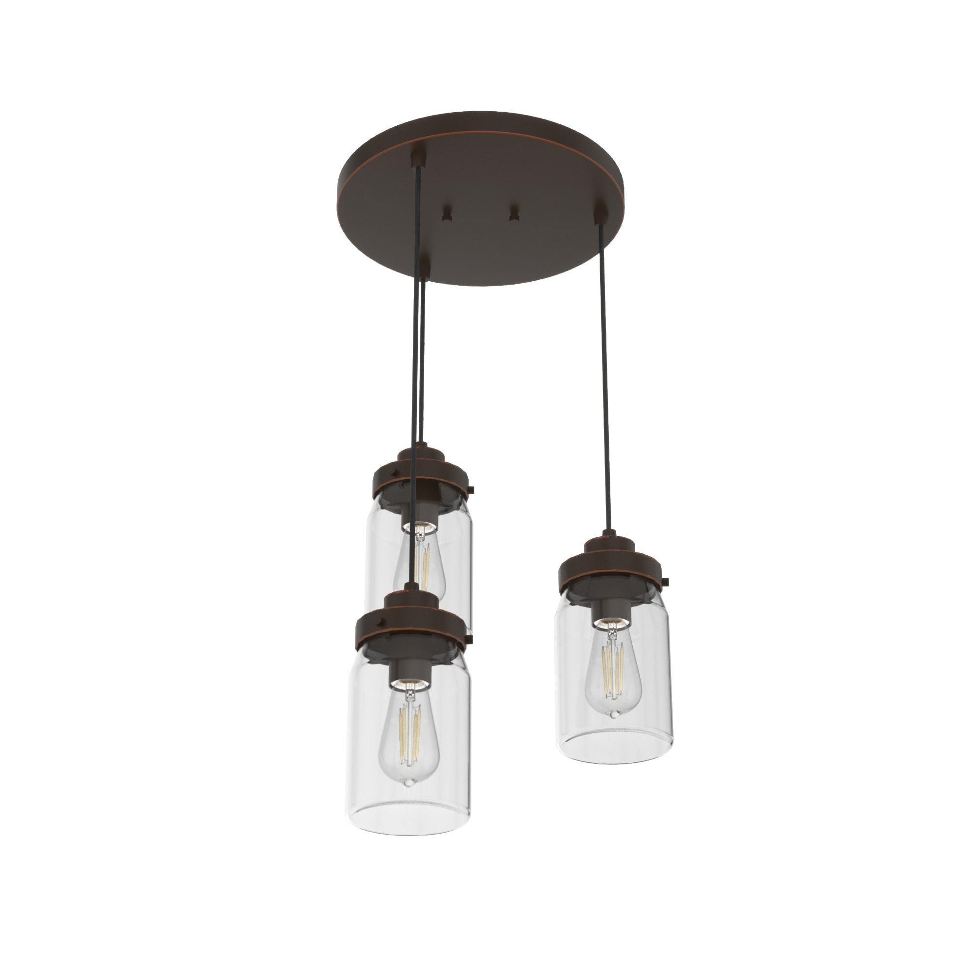 19157-Hunter Fans-Devon Park 3-Light Round Cluster Pendant in Farmhouse Style-14.5 Inches Wide by 9 Inches High-Onyx Bengal Finish
