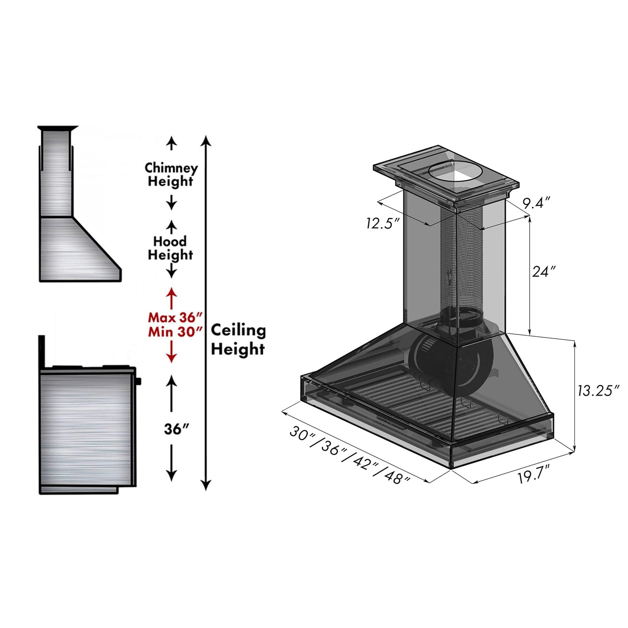 ZLINE ZLINE 30 in. Convertible Vent Wooden Wall Mount Range Hood in Antigua & Walnut KBAR-30