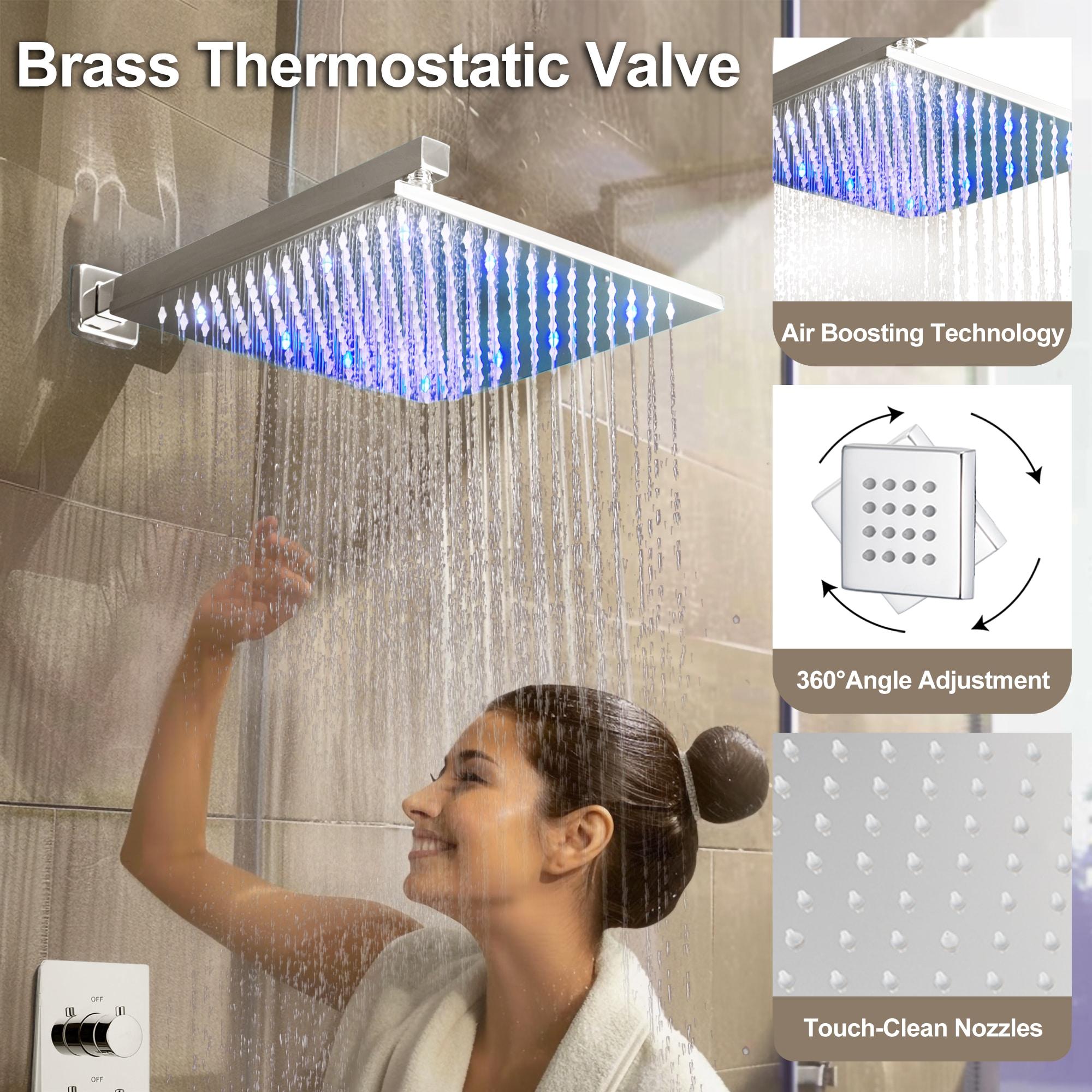 Revitalize 12 Inch Luxury Thermostatic Complete Shower System with Rough-in Valve
