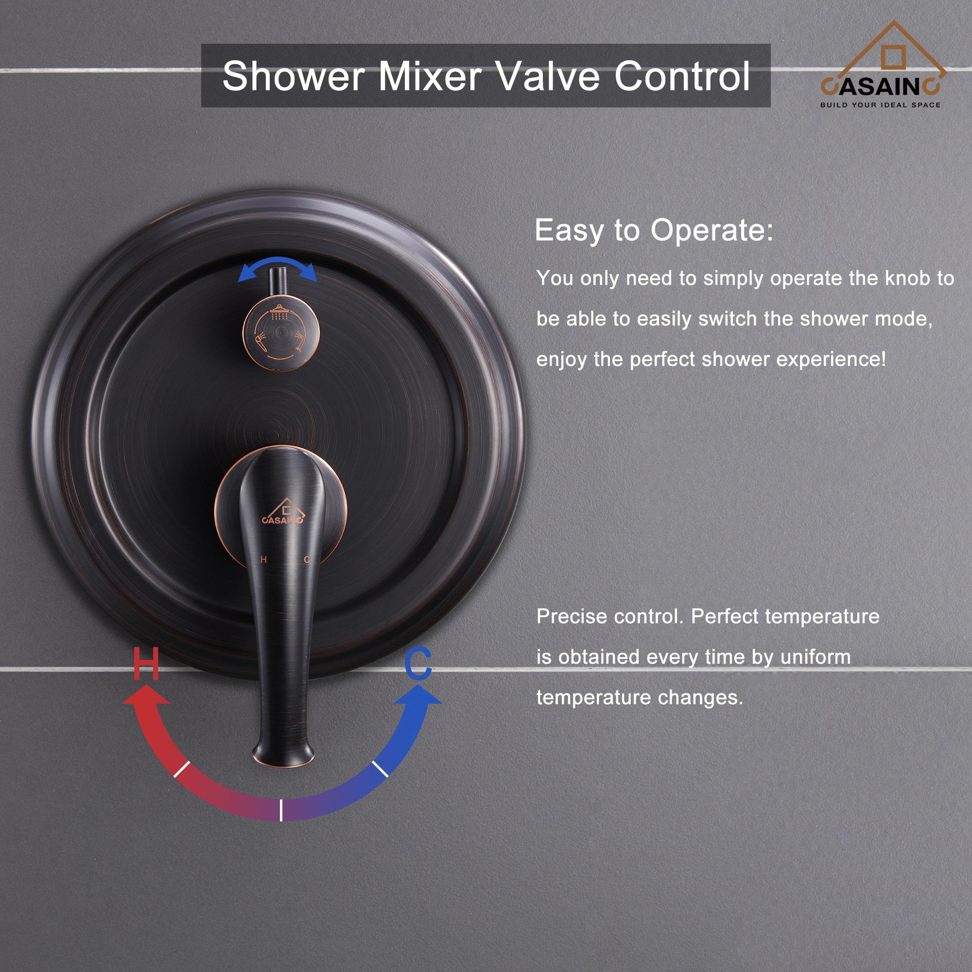 Retro Wall Mount 3 Funtions Rainfall Shower System with 3 Setting Handheld, Bath Spout, Rough-In Valve and Diverter