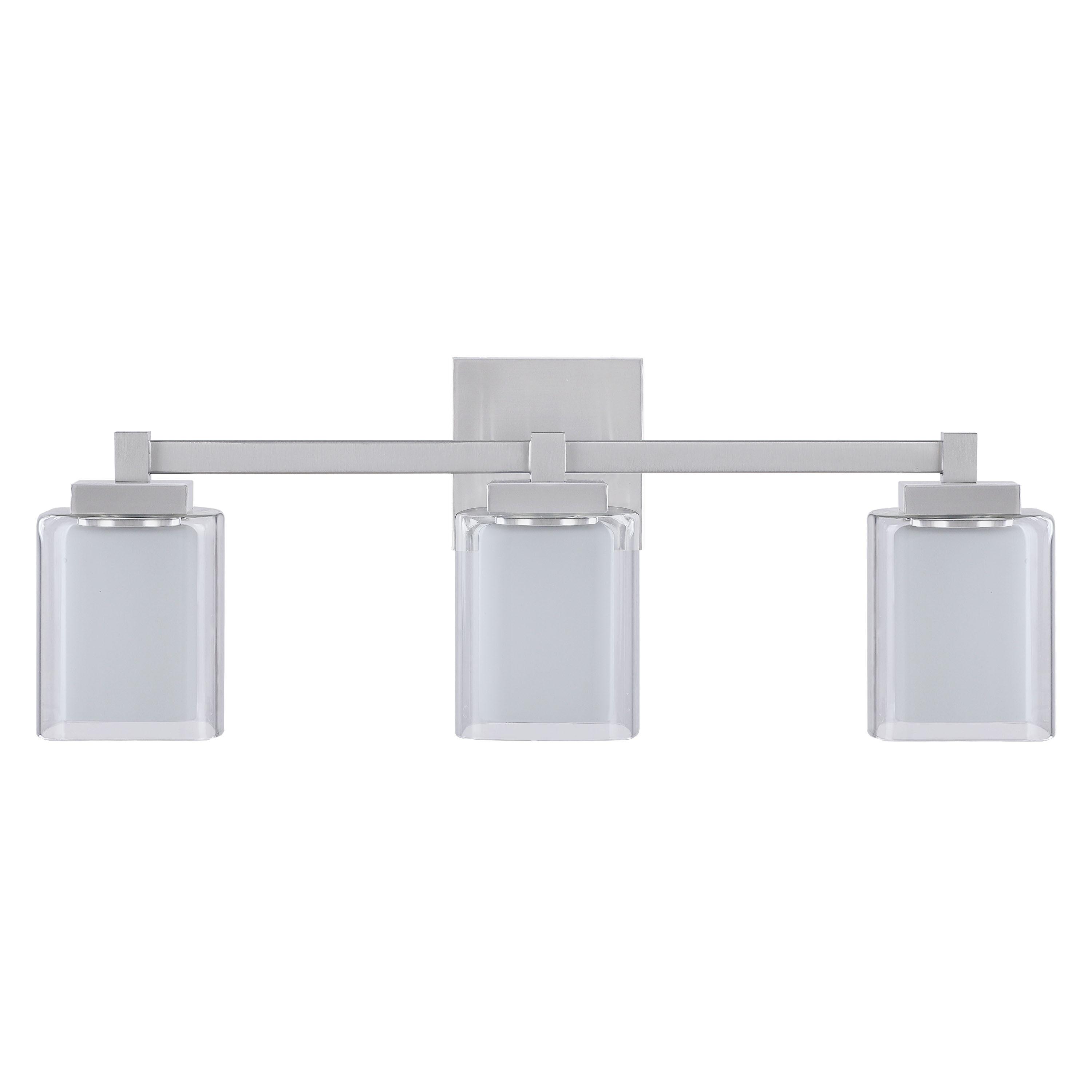 Aspen Creative 62327, Bathroom Vanity 3 Lights Fixture 24"W x 9"H x 5-3/4"E. Satin Nickel Finish, Bulb Not Included
