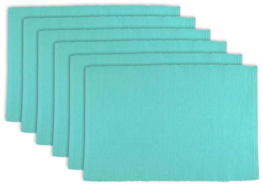DII Modern Style Cotton Ribbed Placemat in Aqua Blue (Set of 6)