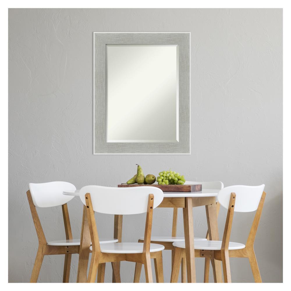 23" x 29" Glam Framed Bathroom Vanity Wall Mirror Linen Gray - Amanti Art: Modern, Beveled, Wall-Mounted