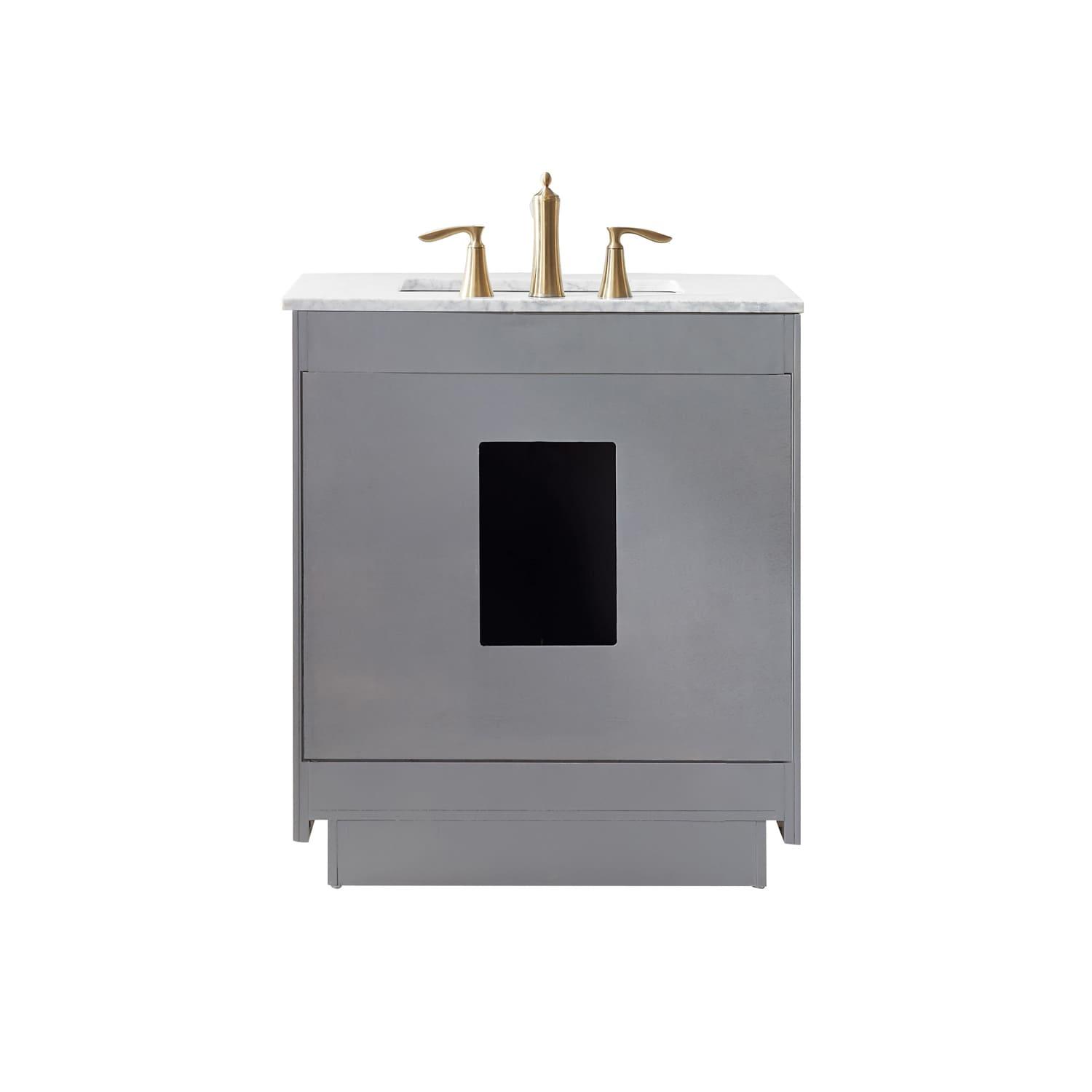 Ivy 30" Single Bathroom Vanity Set in Gray and Carrara White Marble Countertop without Mirror