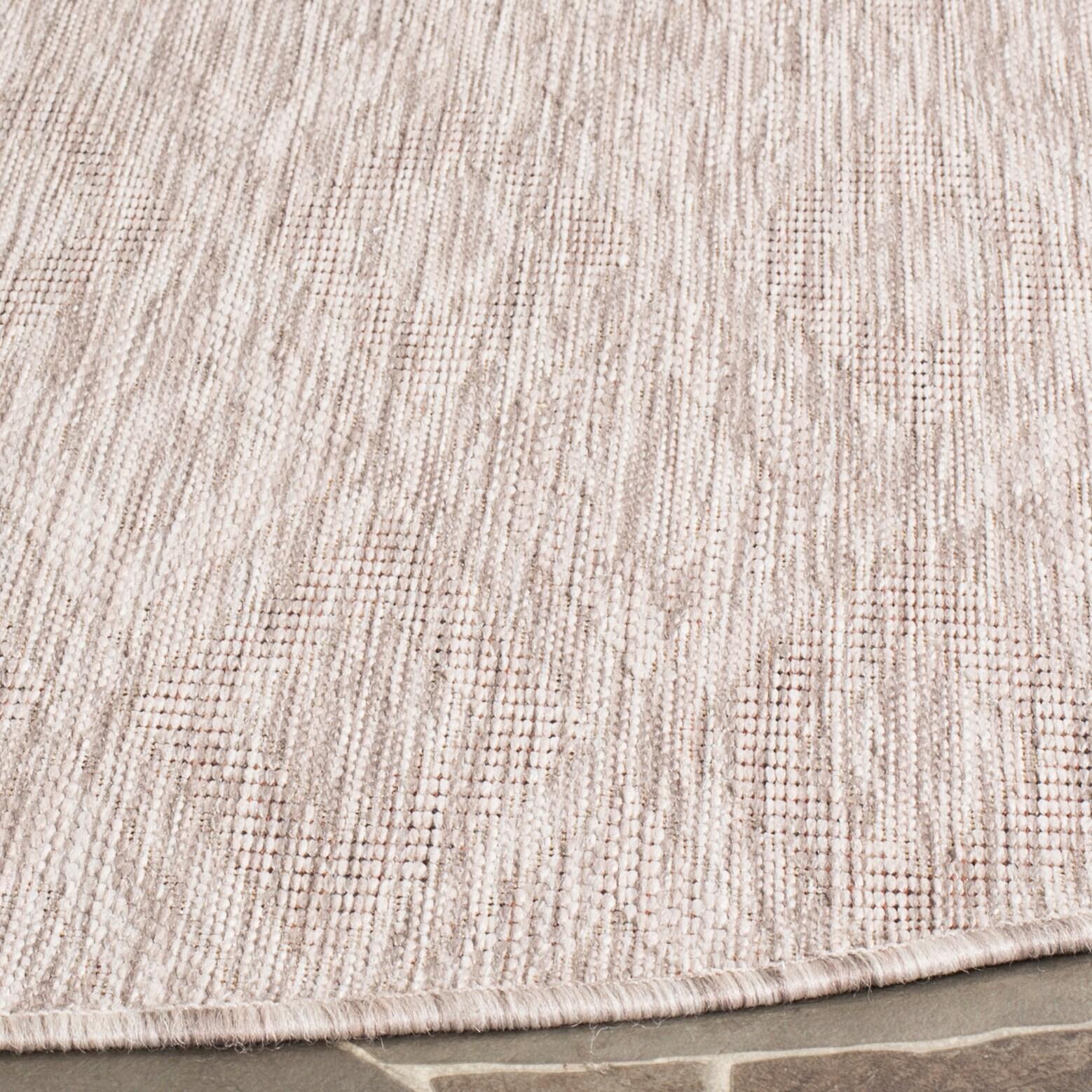 SAFAVIEH Courtyard Teodor Geometric Indoor/Outdoor Area Rug, Beige/Beige, 4' x 4' Round