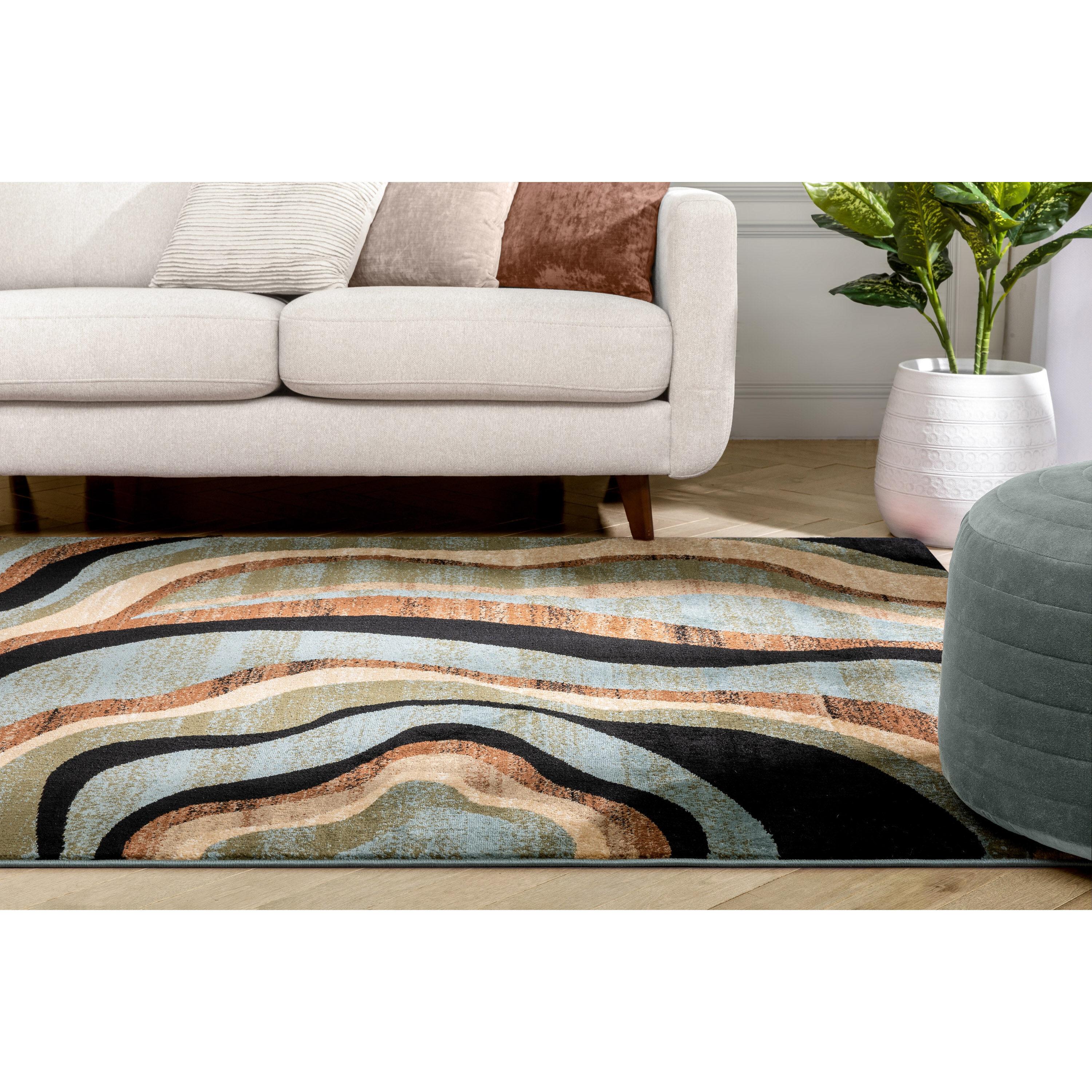 Well Woven Barclay Nirvana Waves Modern Geometric Multi Blue 5'3" x 7'3" Area Rug