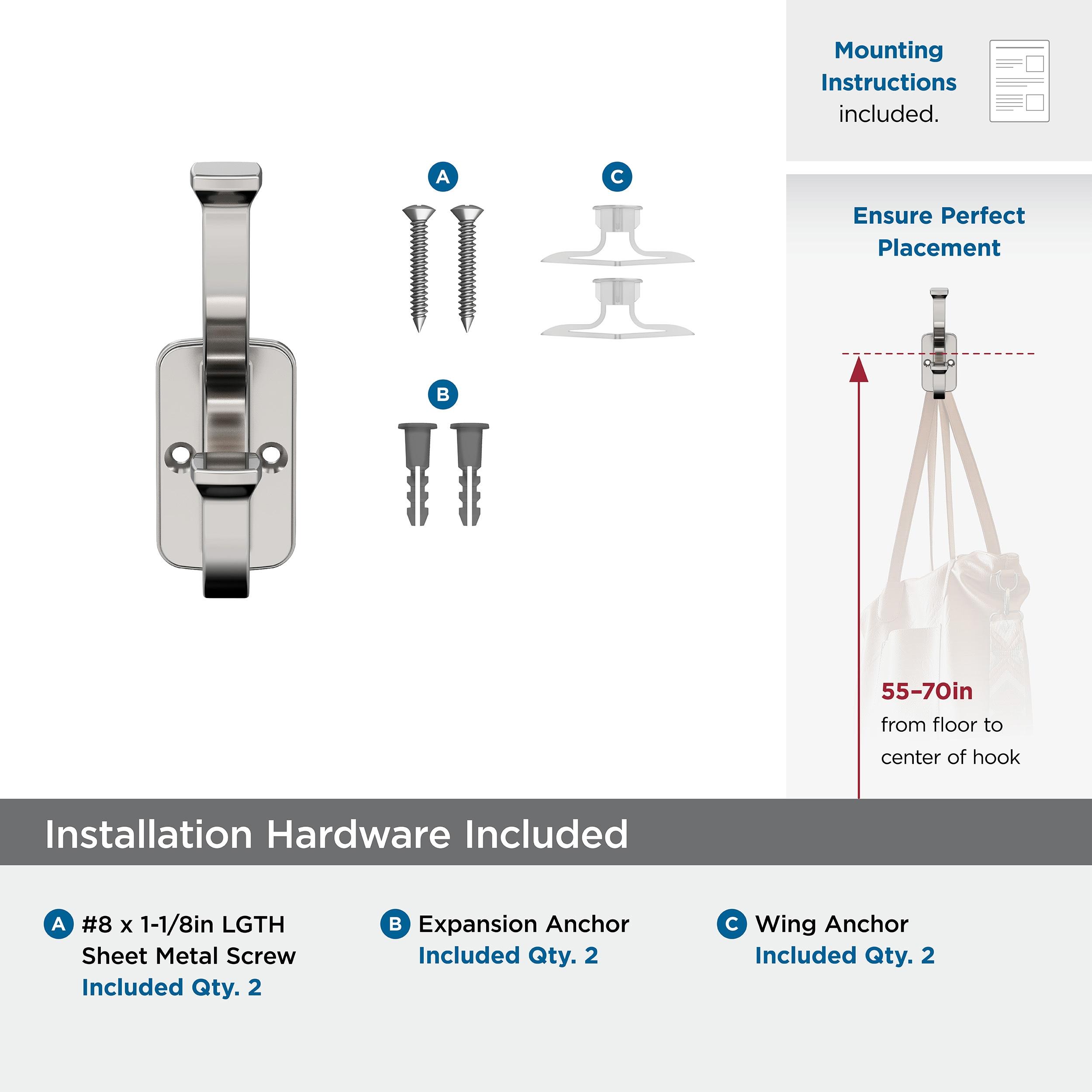 Amerock Alder Transitional Double Prong Decorative Wall Hook