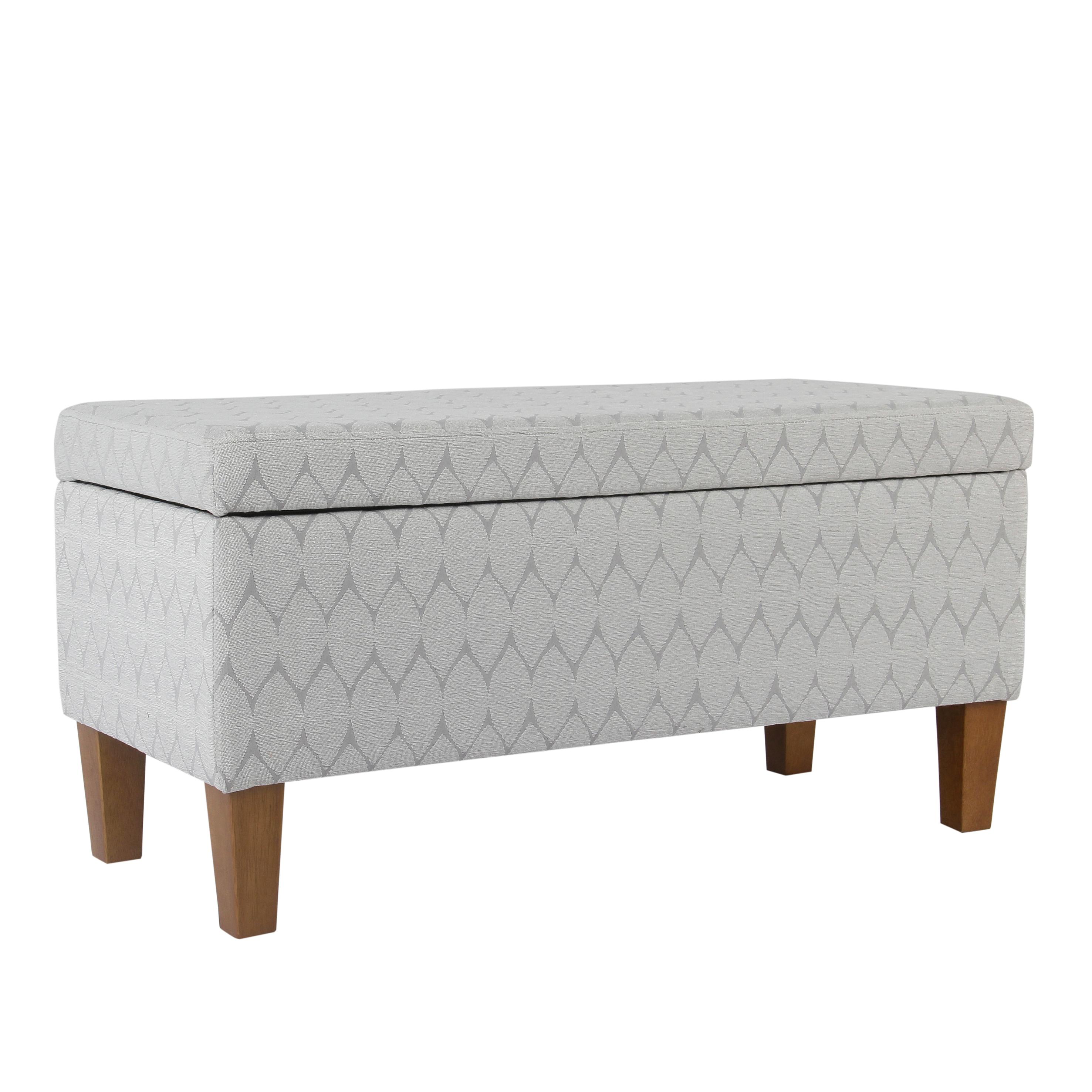 Large Textured Storage Bench Light Gray - HomePop: Upholstered, Bedroom, Rectangular, Wood Legs
