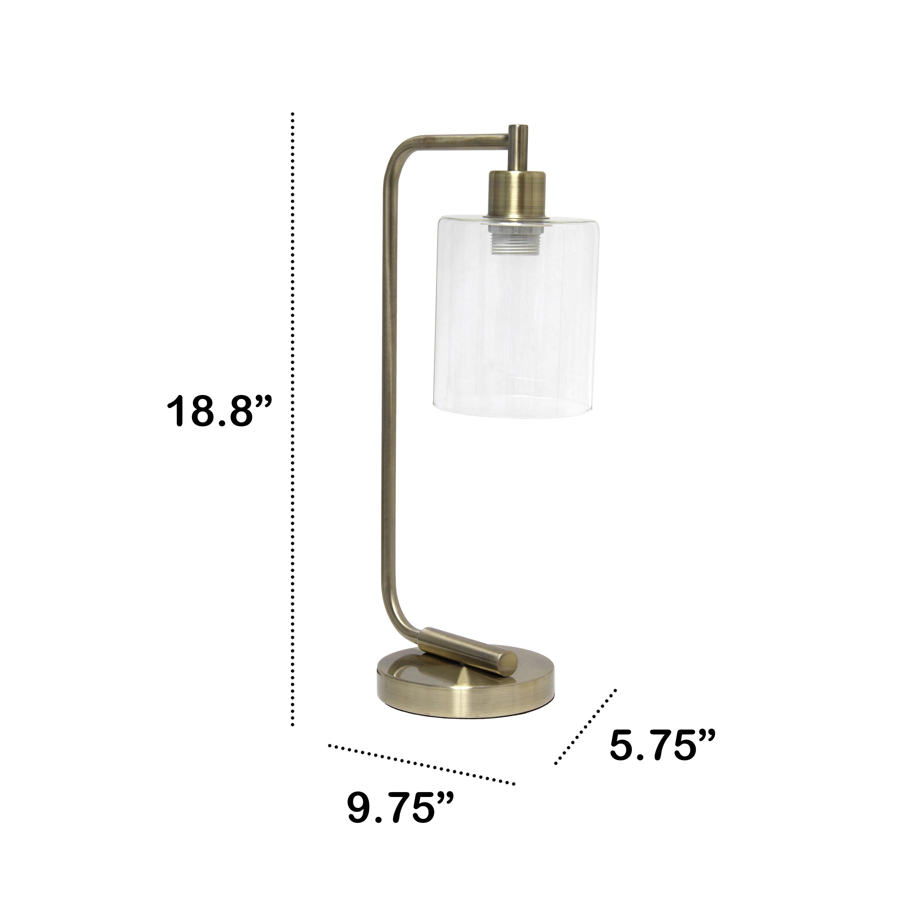 Modern Iron Desk Lamp with USB Port and Glass Shade Antique Brass Finish - Lalia Home: ETL Listed, No Assembly, Edison Bulb Compatible
