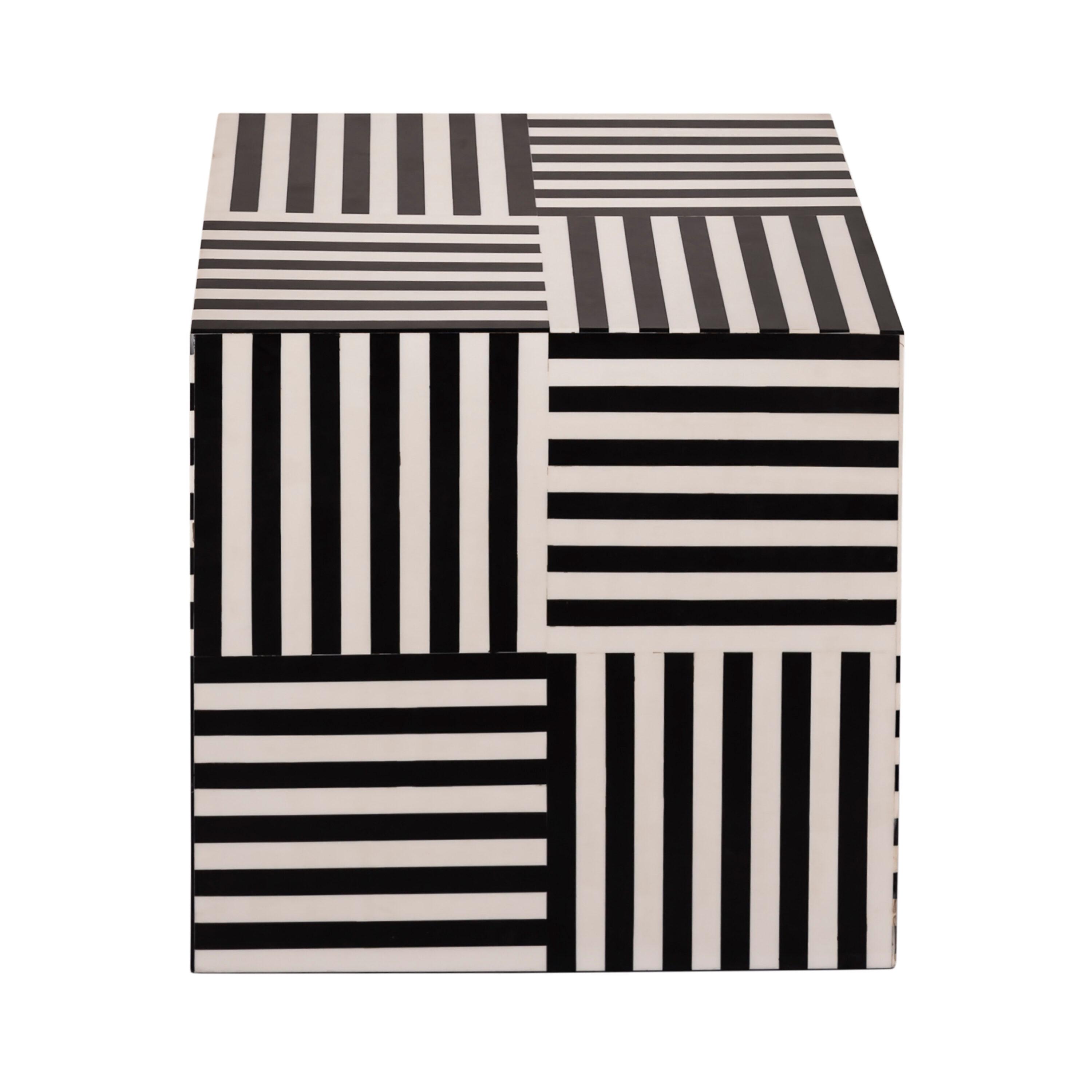 TOV Furniture Cube Black and White Side Table