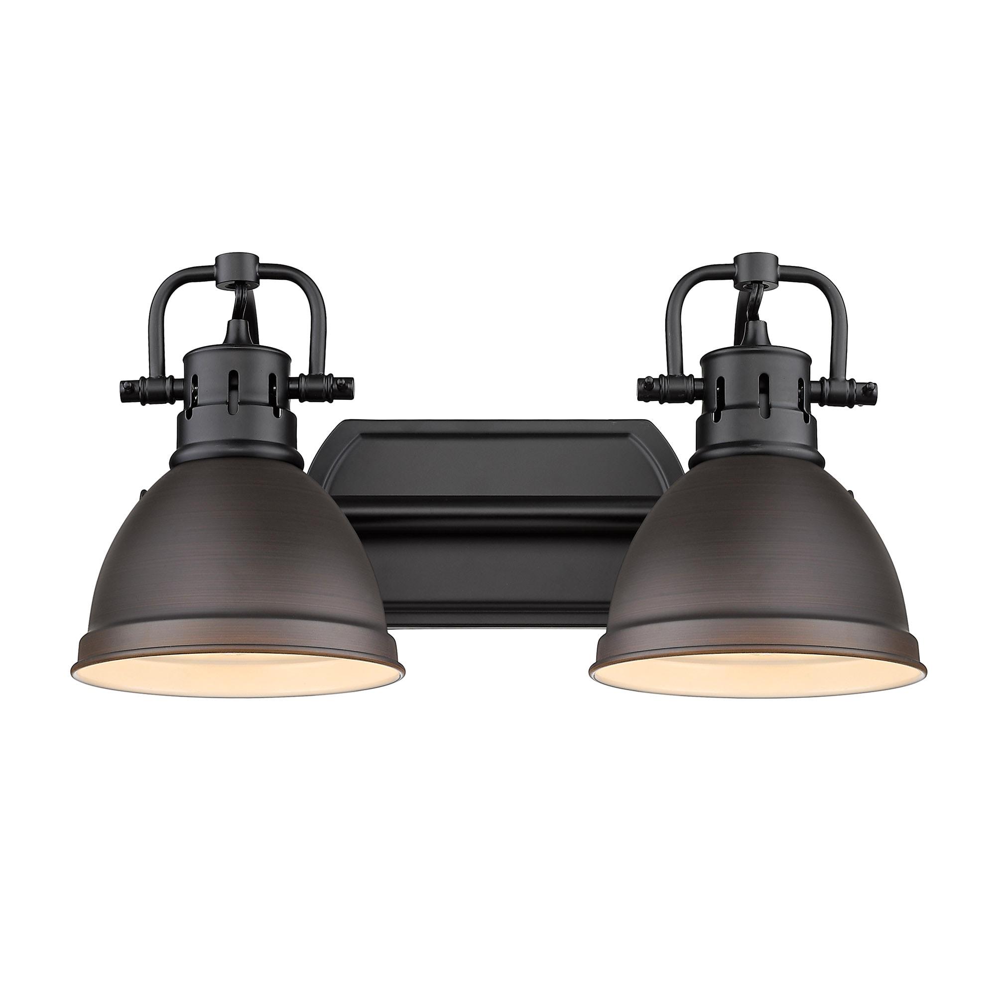 Golden Lighting Duncan 2-Light Vanity Light in Matte Black with Rubbed Bronze