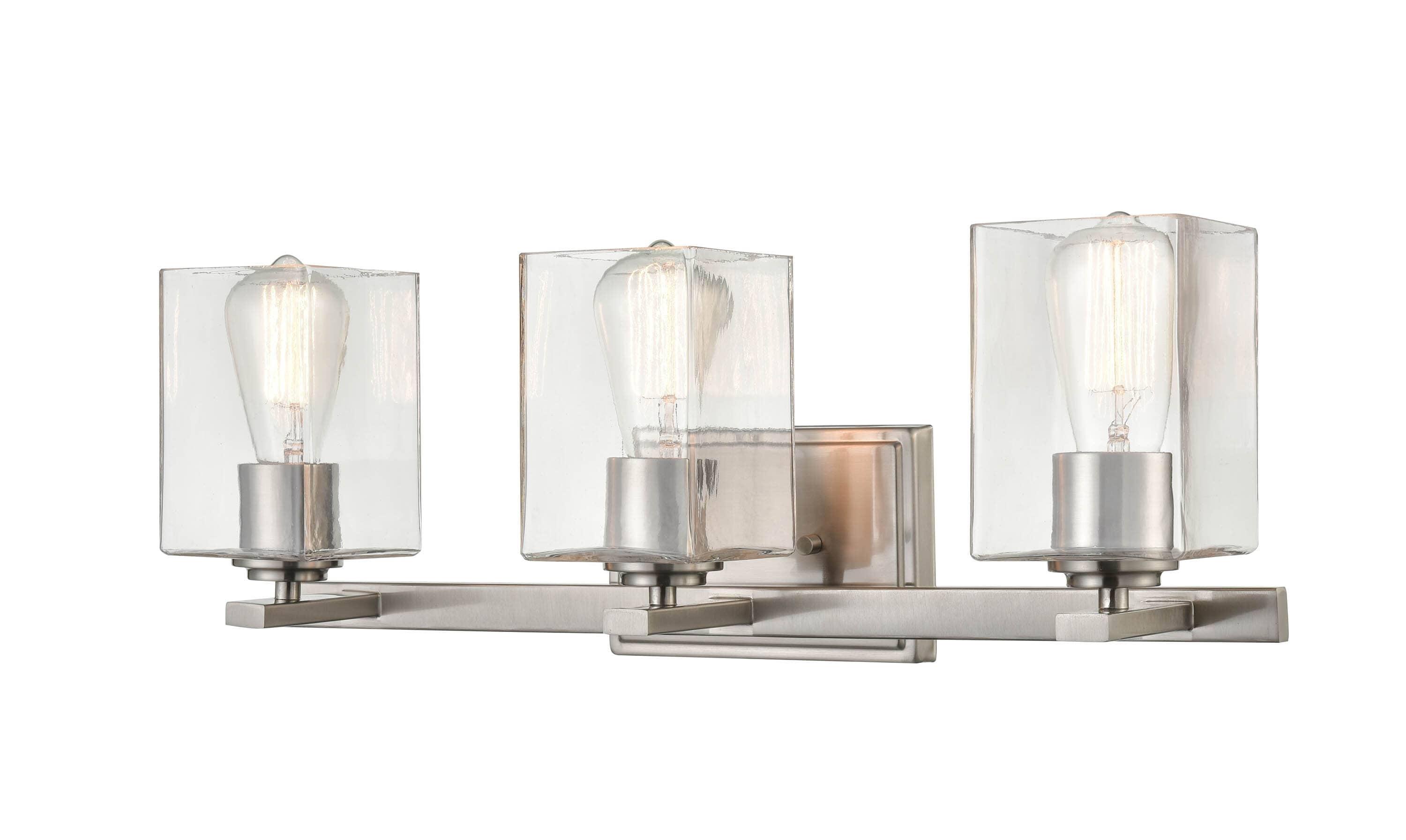 Millennium Lighting 929 Lighting 3 Light Bathroom Vanity Fixture with Clear Glass Shades Brushed Nickel Nickel Brushed