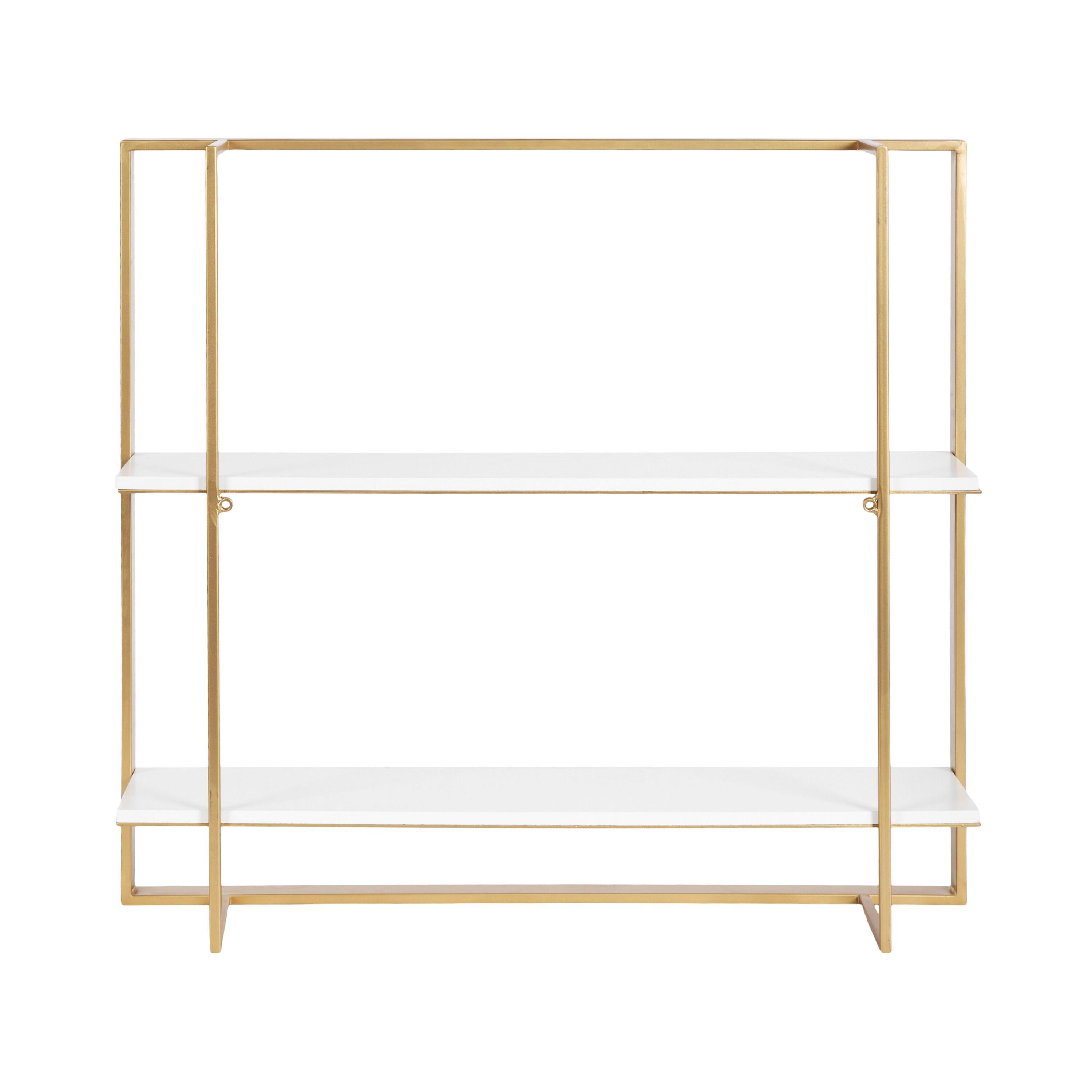 Kate & Laurel All Things Decor 24"x22" Kercheval Modern Wood Shelf Gold