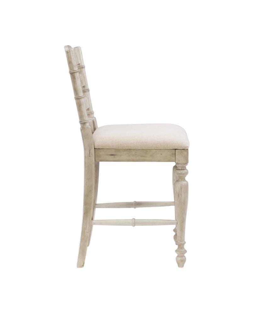 24" Marino Padded Seat Counter Height Barstool Upholstered Seat and Back White - Linon: Rubberwood Frame, Foam Fill, Ladder-Back Design