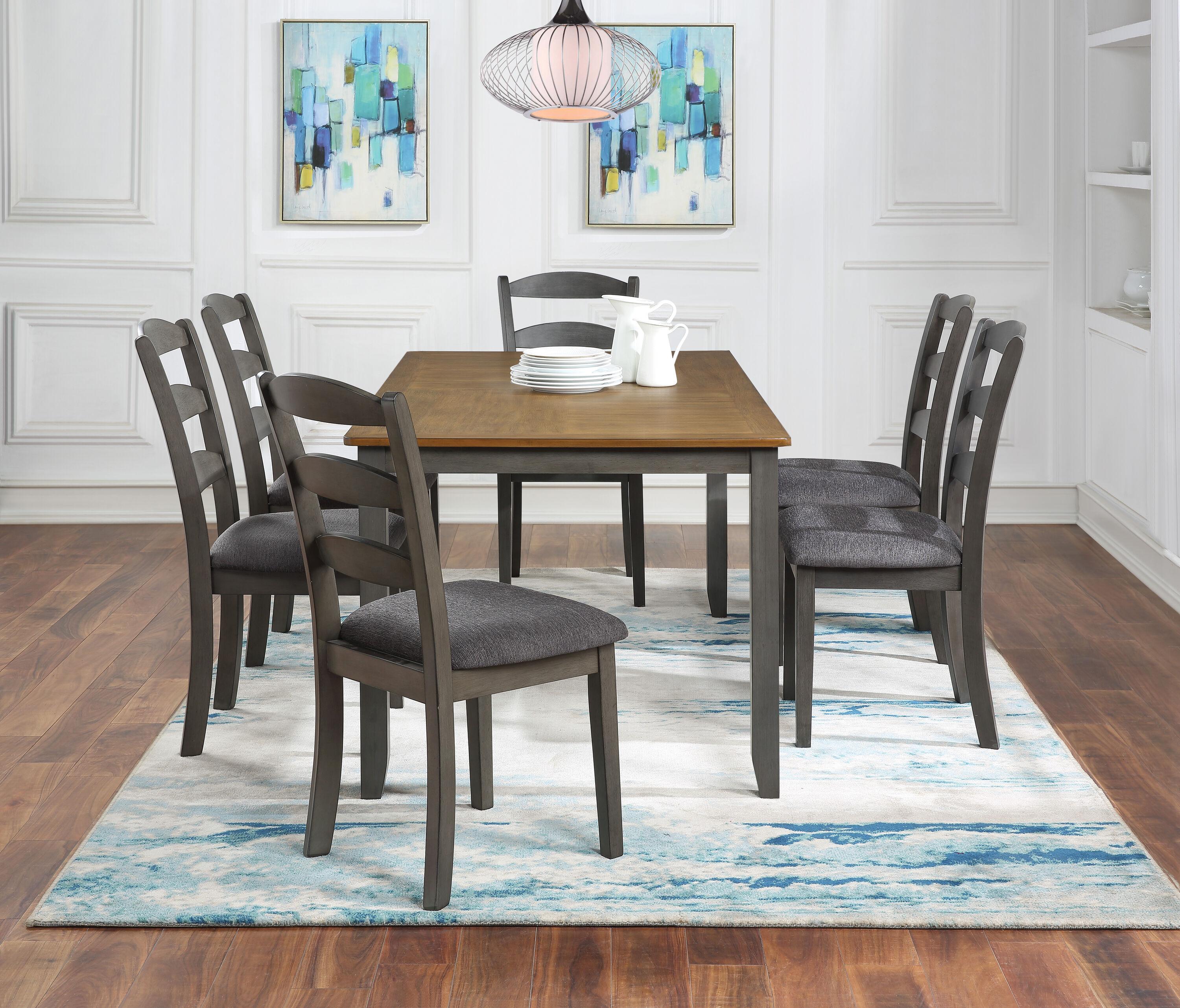 West Lake 7 PC Wood Dining Table Set Antique Finish Natural Top and Gray Base