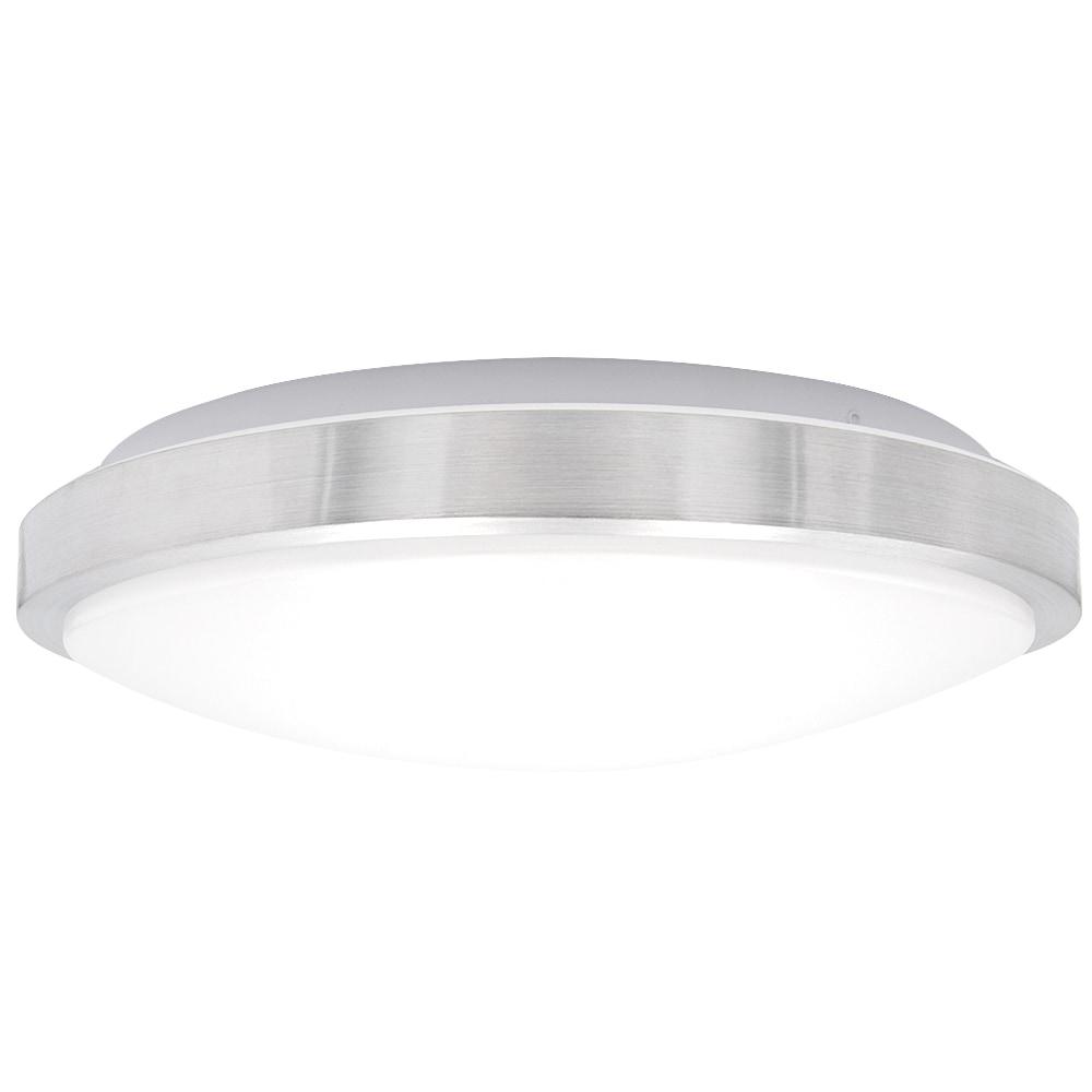 Maxxima 14 in. LED Round Flush Mount Ceiling Light Fixture, Brushed Aluminum Trim, Dimmable, 3000K Warm White, 1600 Lumens