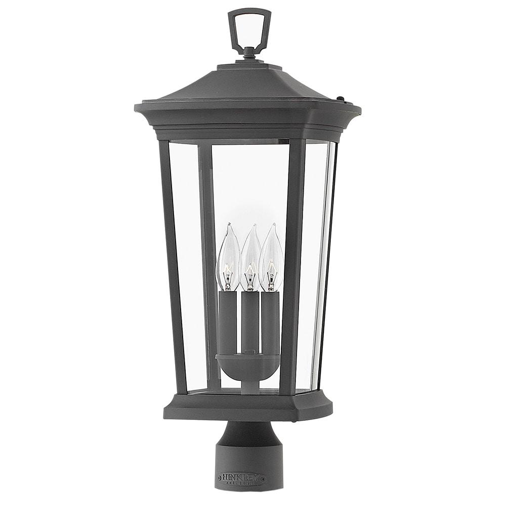 Museum Black Aluminum 3-Light Outdoor Post Lantern with Clear Glass