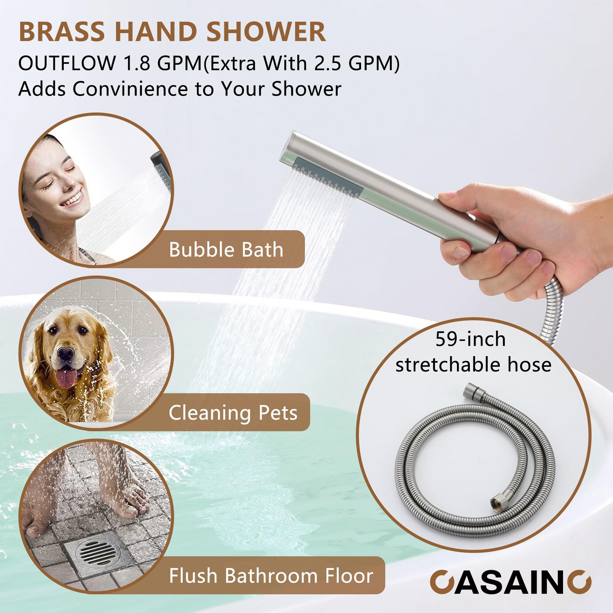 CASAINC KCLT0054-BN Single Handle Freestanding Bathtub Faucet with Diverter and Handshower