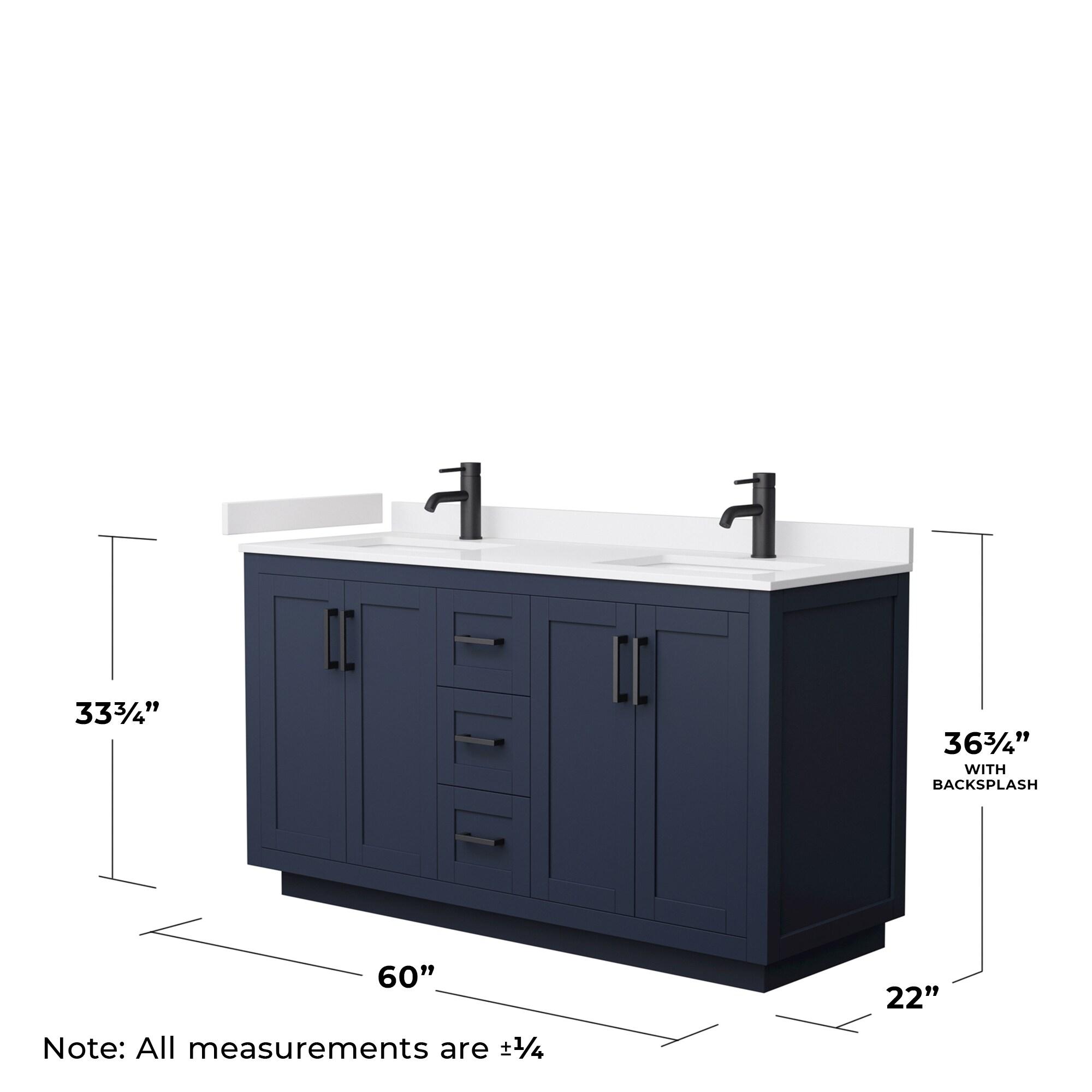 Miranda 60" Freestanding Double Bathroom Vanity with Cultured Marble Top