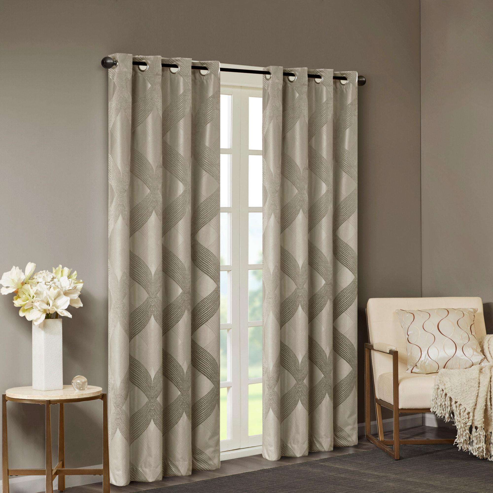 Madison Park Bentley Ogee Knitted Jacquard Geometric Total Blackout Single Curtain Panel