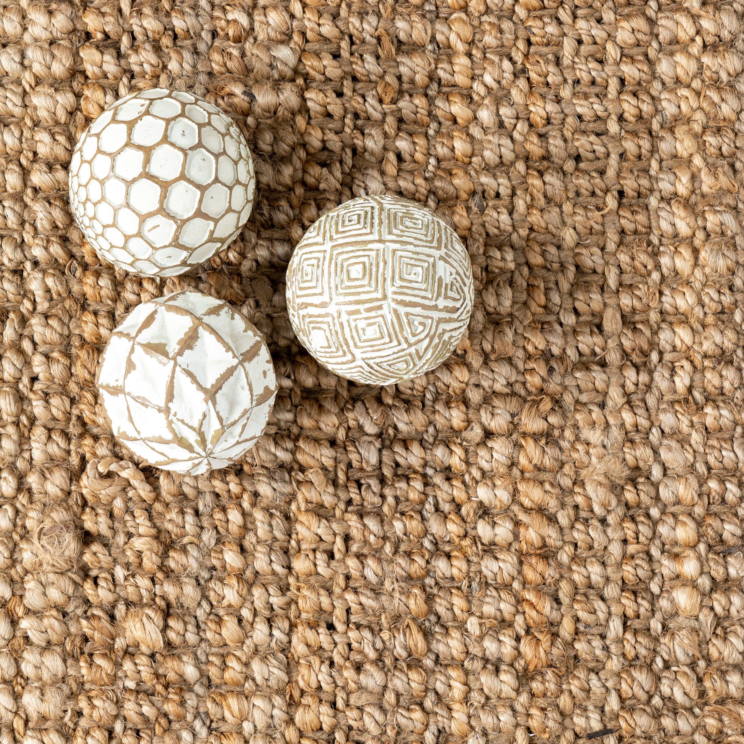 Nuloom Raleigh Solid 12x15 Wool Jute Indoor Area Rug for Dining Room Rug Neutral Rug Living Room Rug Kitchen, Natural