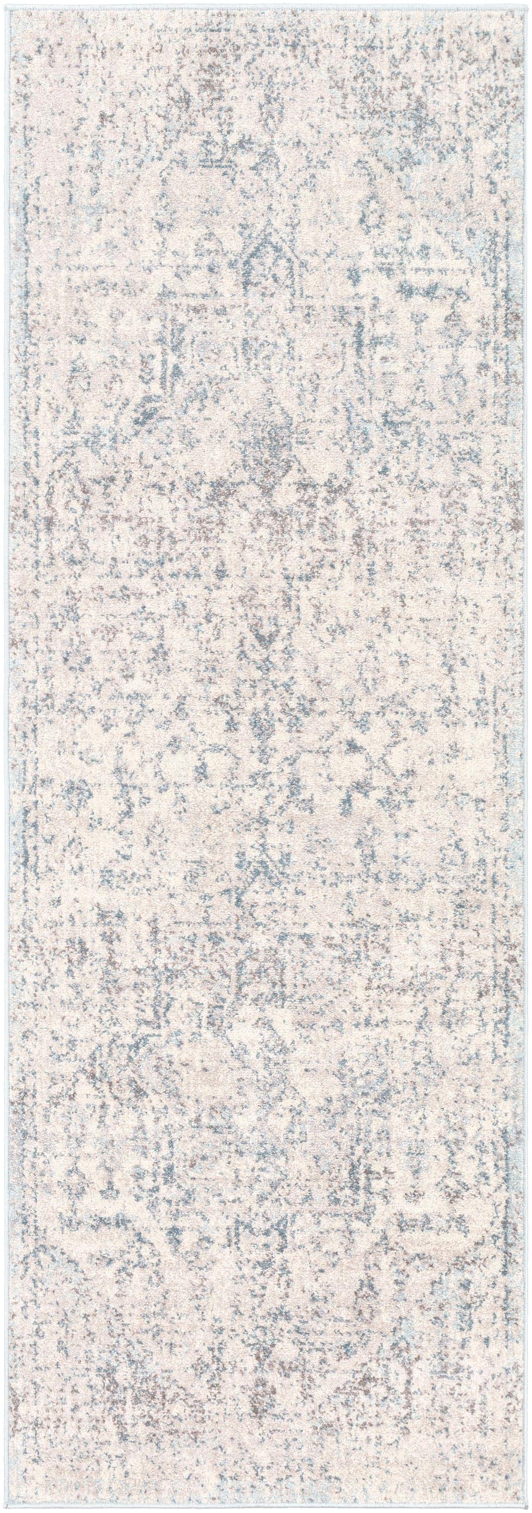 Isere Modern Blue Synthetic Runner Rug 2'7" x 7'3"