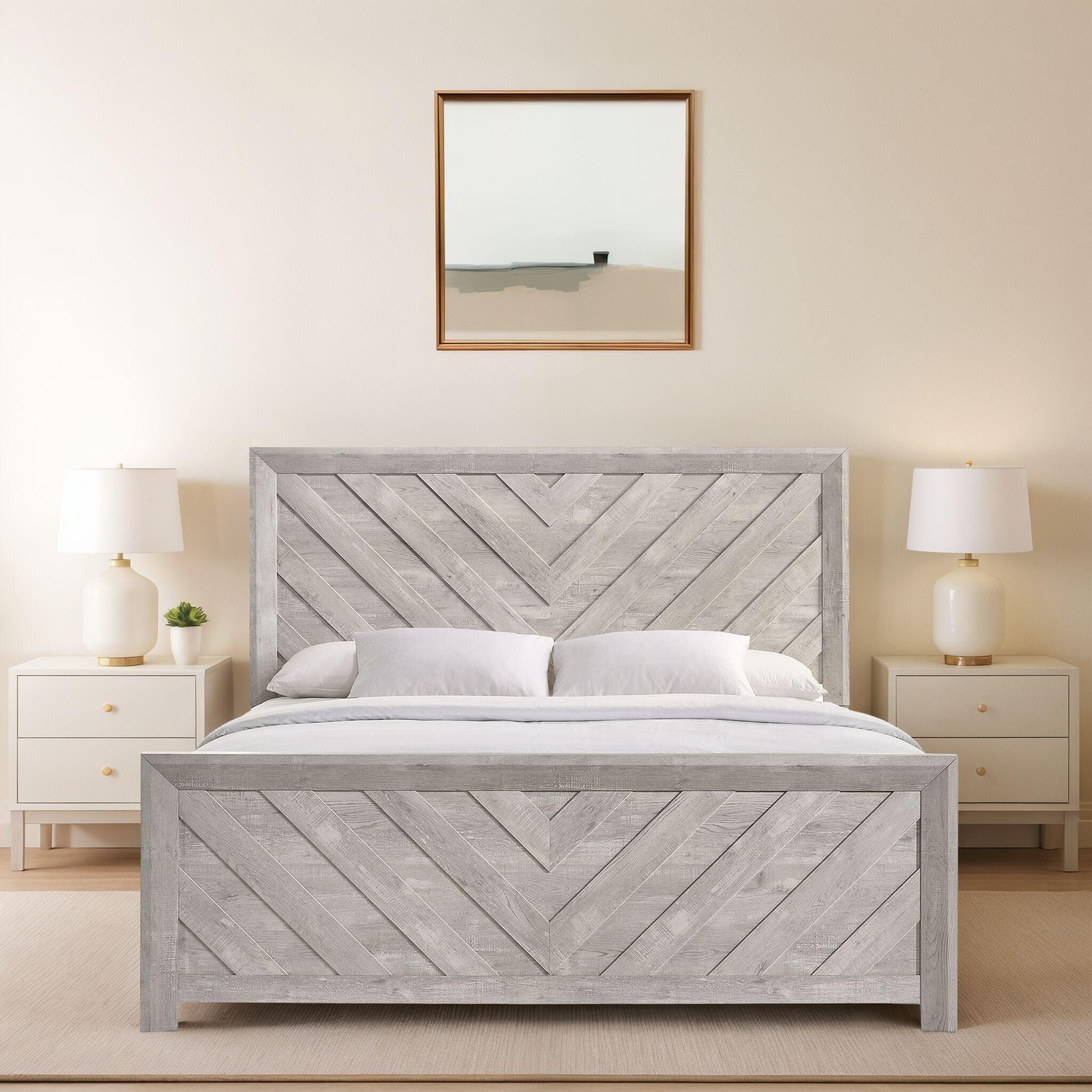 Picket House Furnishings King Keely Panel Bed White: Contemporary Style, MDF Construction, Requires Box Spring