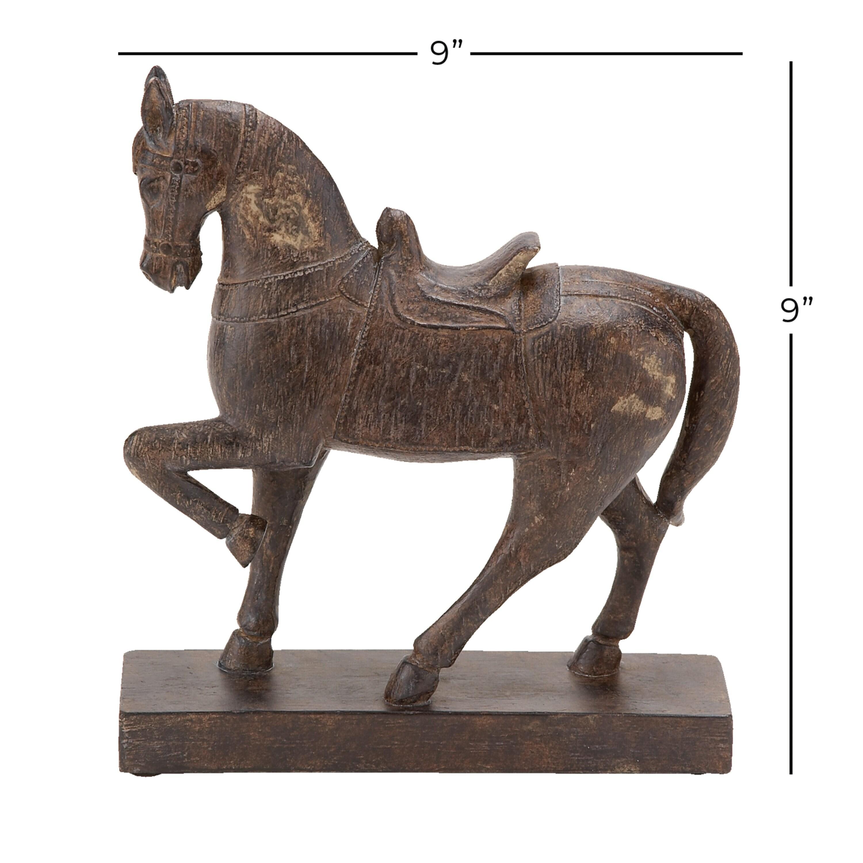 9" x 9" Brown Polystone Horse Sculpture, by DecMode