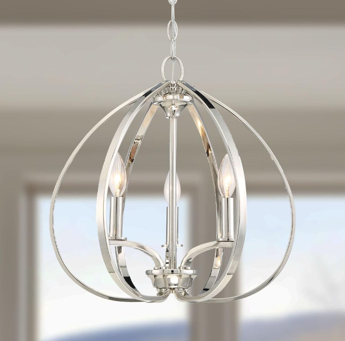 Polished Nickel 3-Light LED Transitional Pendant