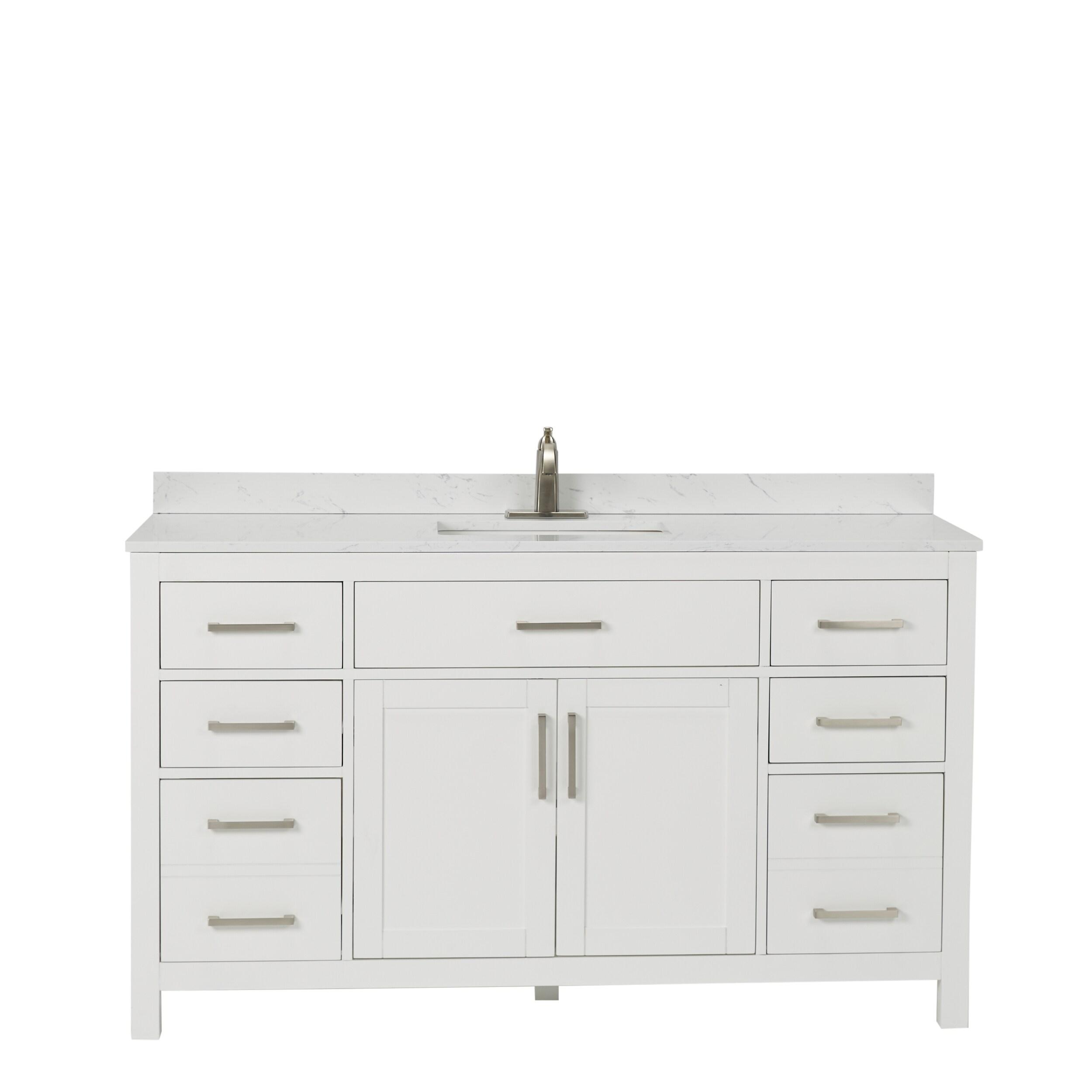 Beckett 60" Freestanding Single Bathroom Vanity with Cultured Marble Top