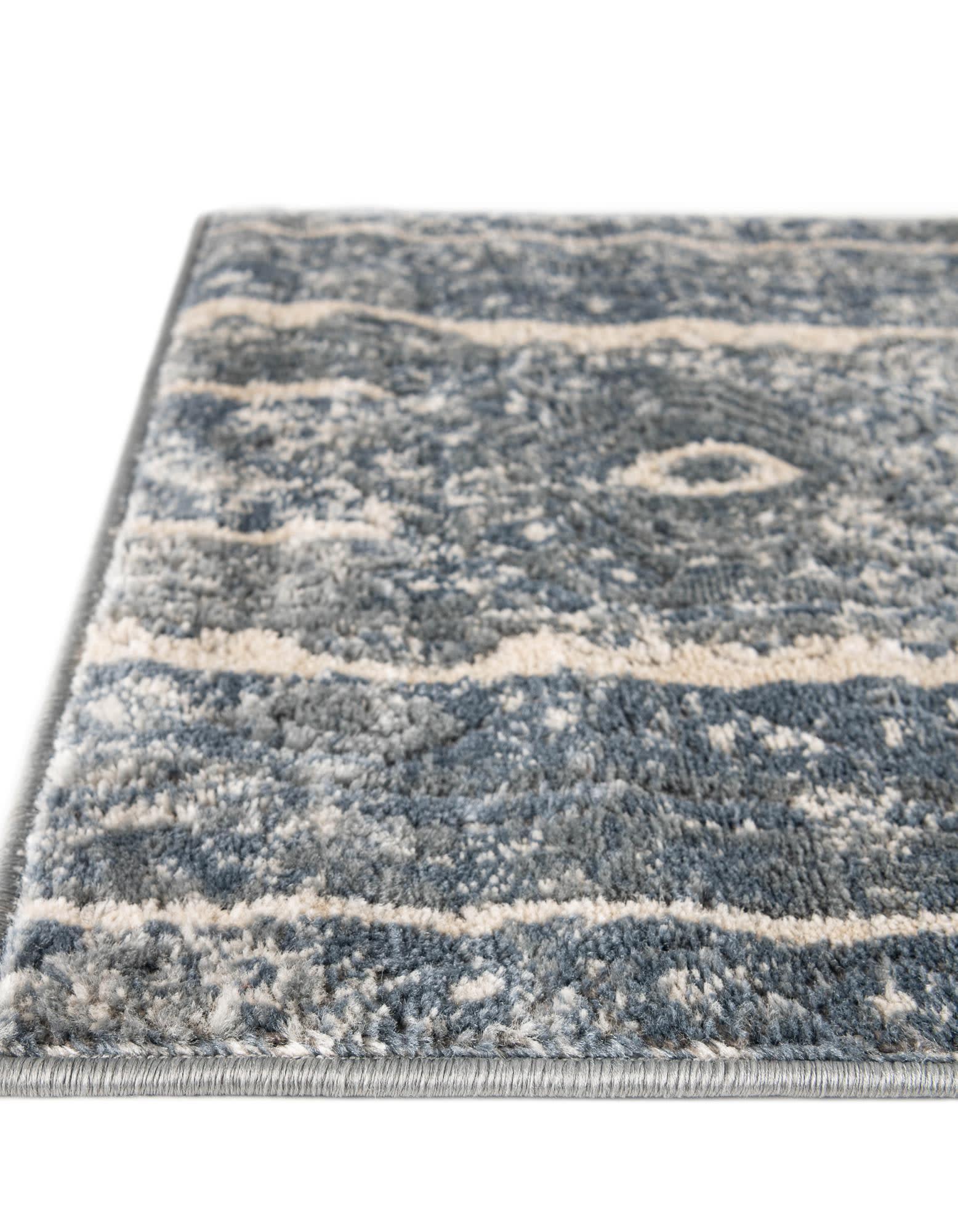 Unique Loom Portland Collection Area Rug - Depoe (2' x 6' 1" Runner Blue/Beige)