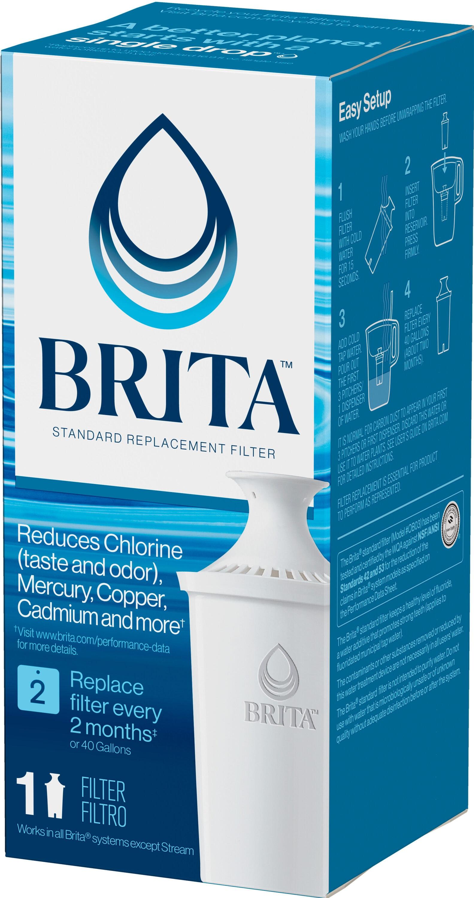 Brita Refillable Product Solutions Advanced Replacement Water Filter for Pitchers: Reduces Odors, Filters Chlorine & Heavy Metals