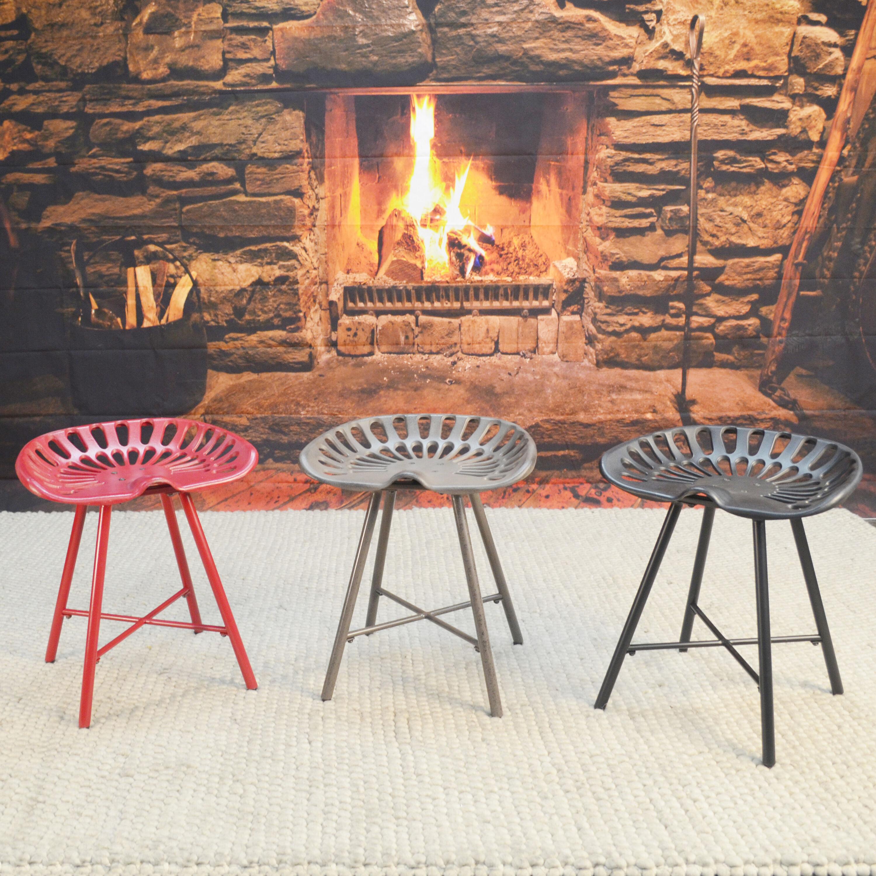 Carolina Living Kadin Tractor Seat Fireside Bench Black: Cast Iron, Farmhouse Style, Powder-Coated Finish