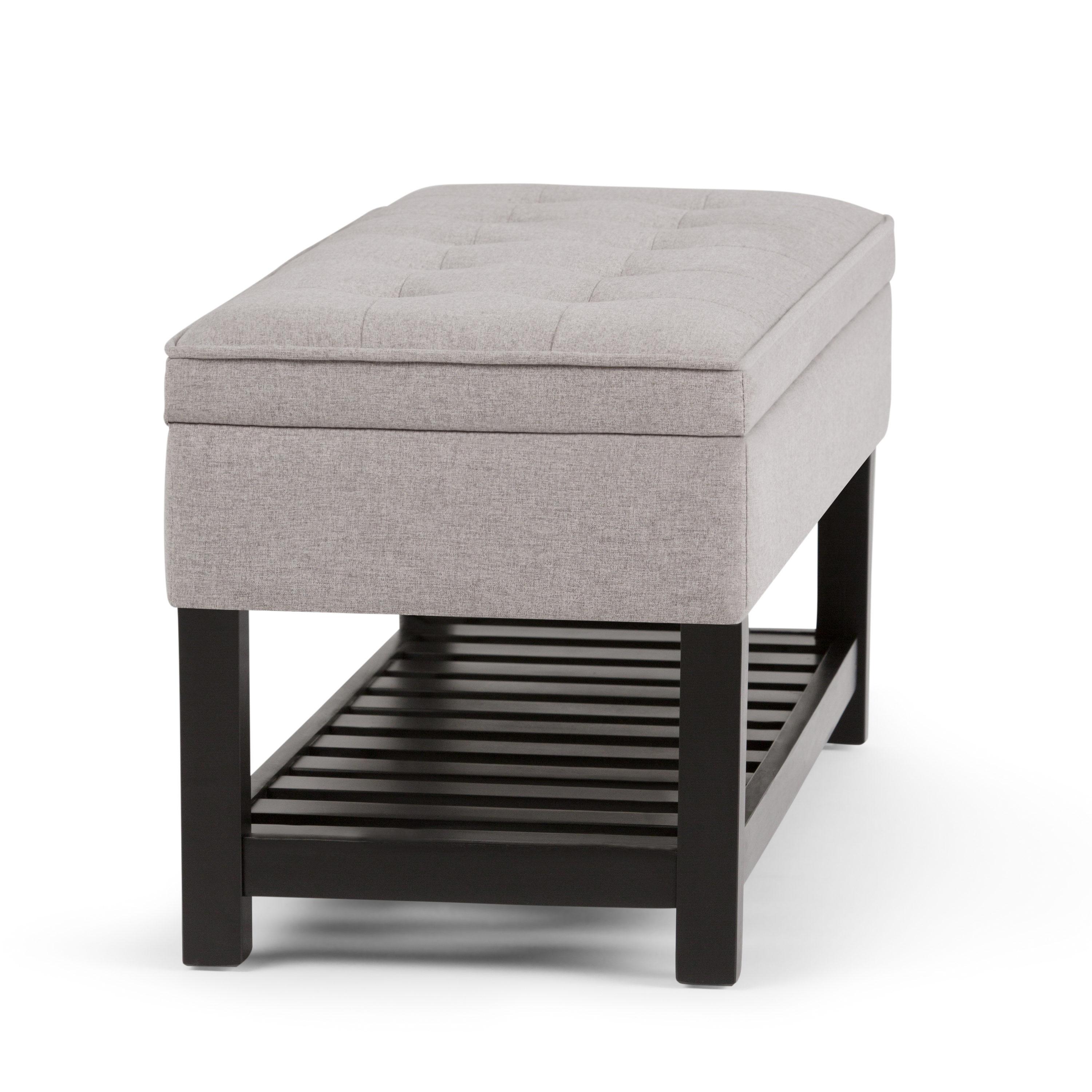 Simpli Home Cosmopolitan 44"W Transitional Tufted Storage Ottoman Bench with Lift Top